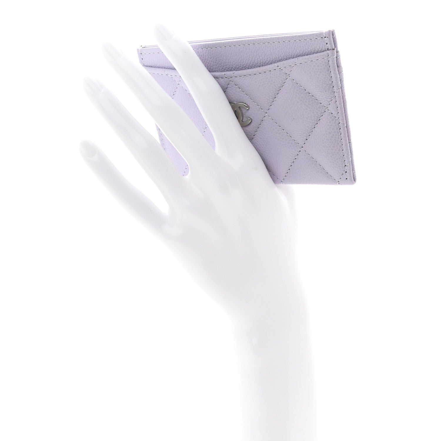 Caviar Quilted Card Holder Light Purple