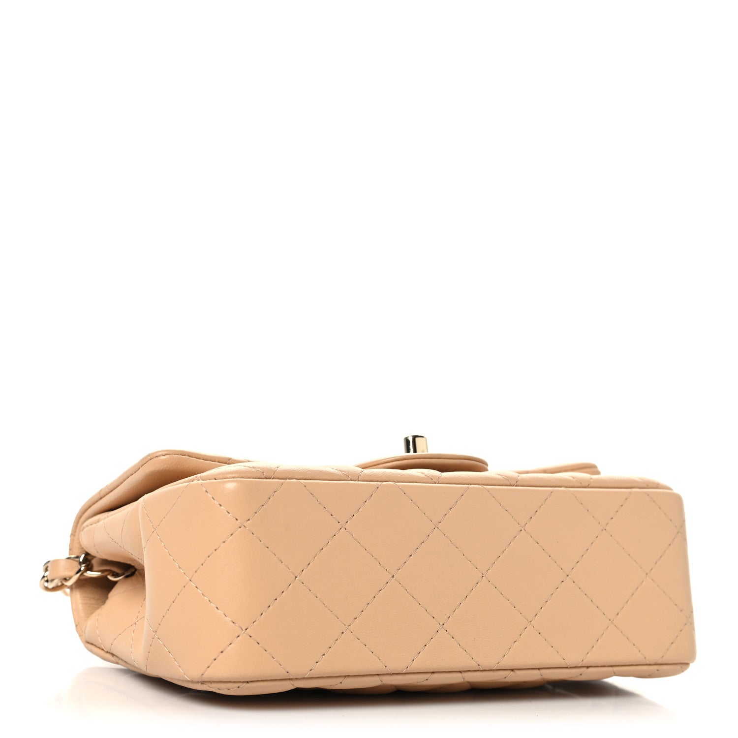 Lambskin Quilted Mini Rectangular Flap Beige