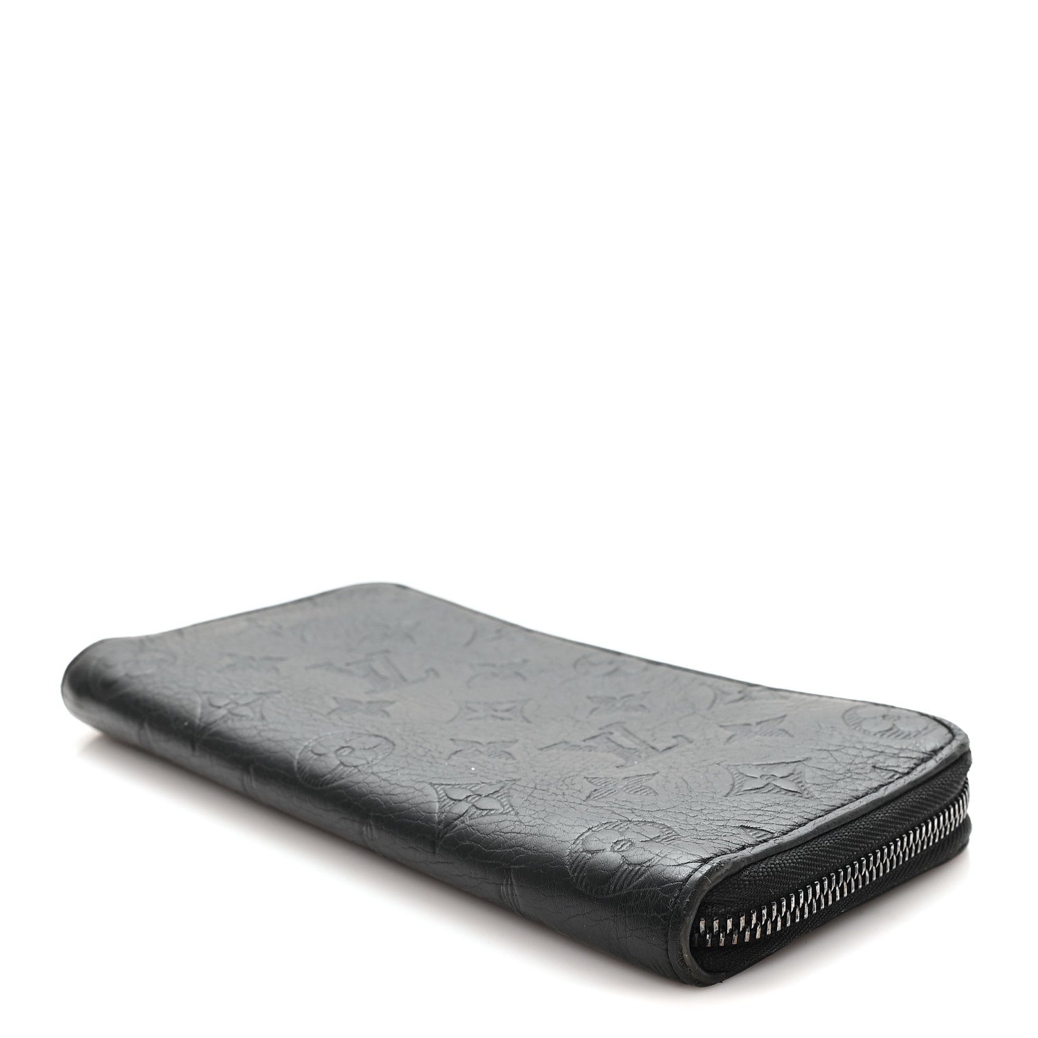 Calfskin Monogram Shadow Vertical Zippy Wallet Black