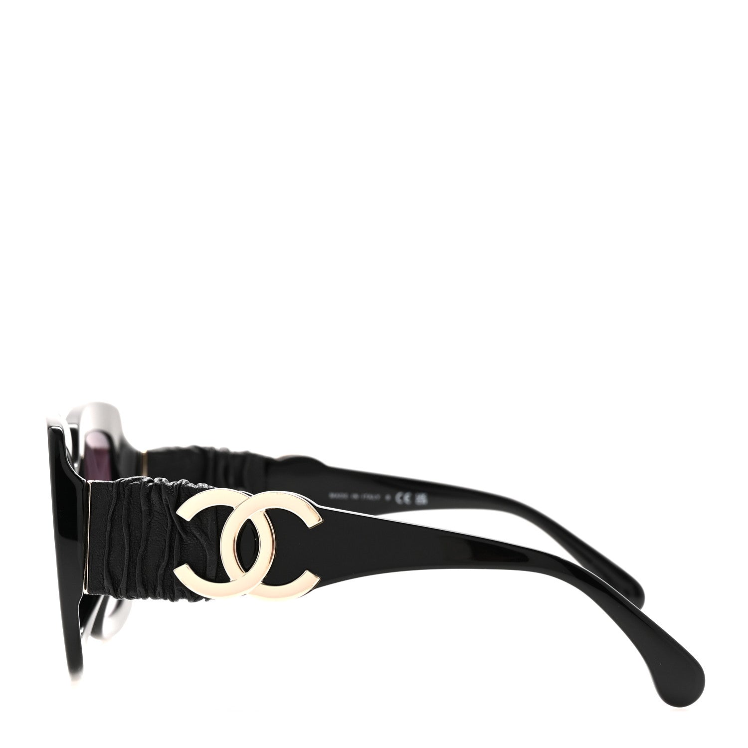 Acetate Calfskin Square Sunglasses 5474-Q-A Black