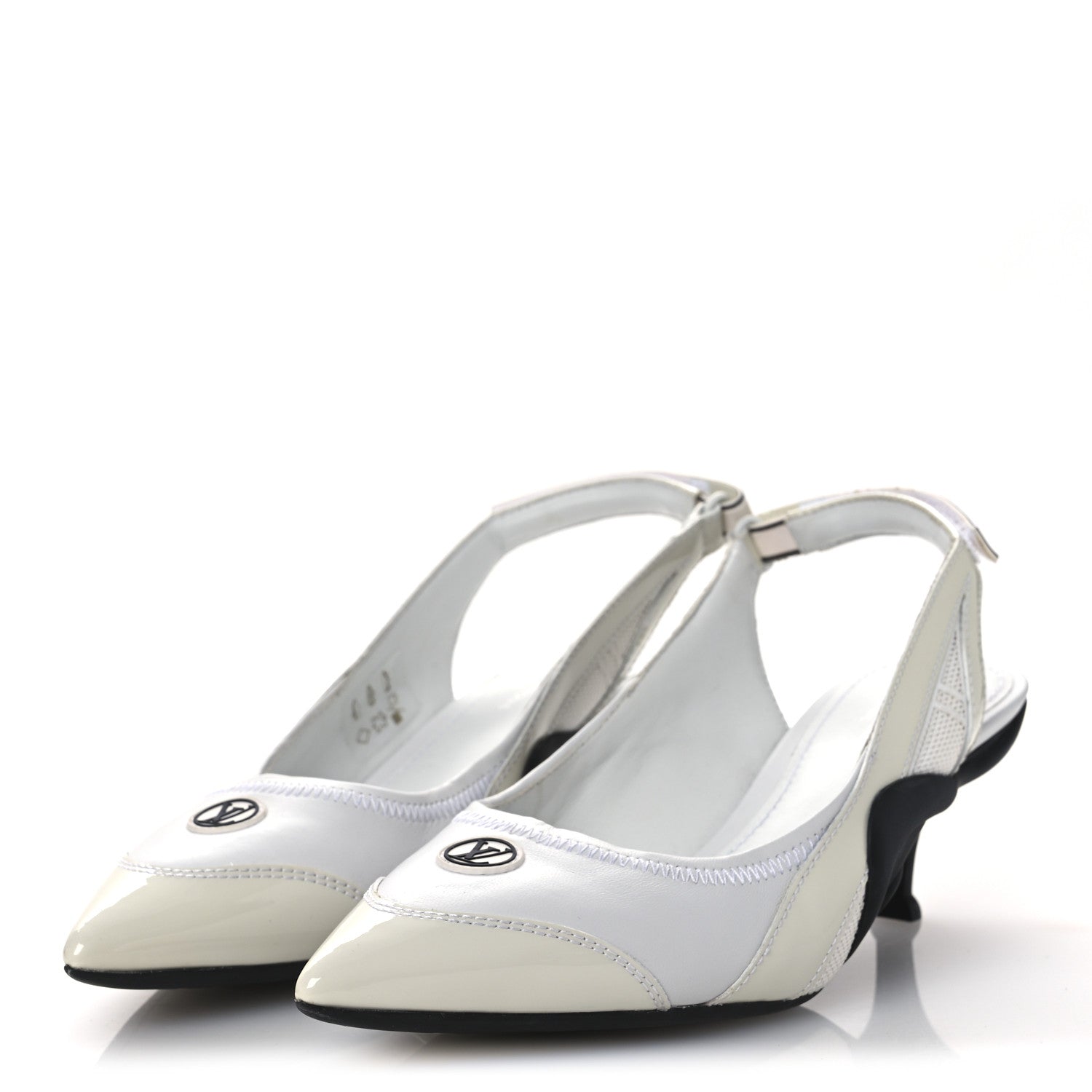 Lambskin Patent Calfskin Archlight Slingback Pumps 39 White Black