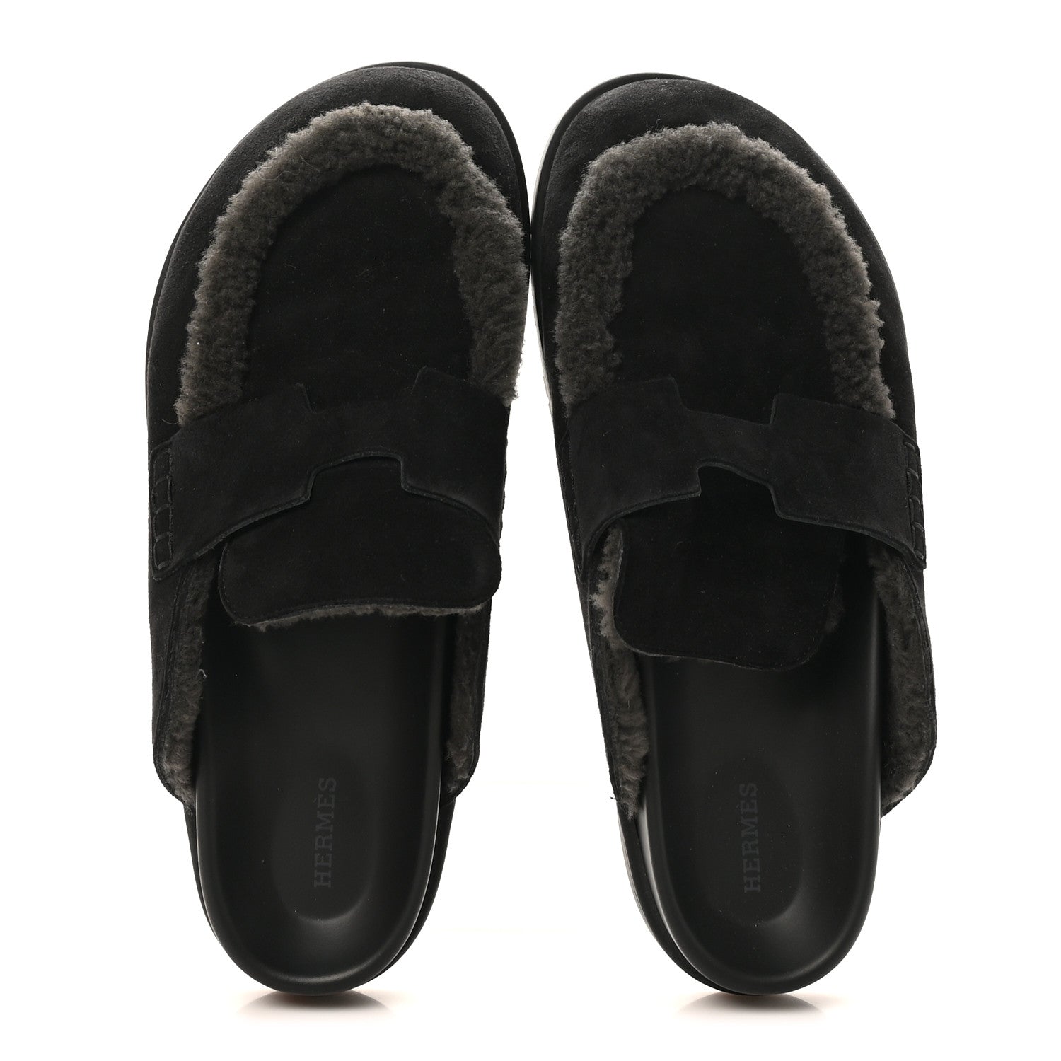 Suede Goatskin Shearling Mens Go Mules 43.5 Black