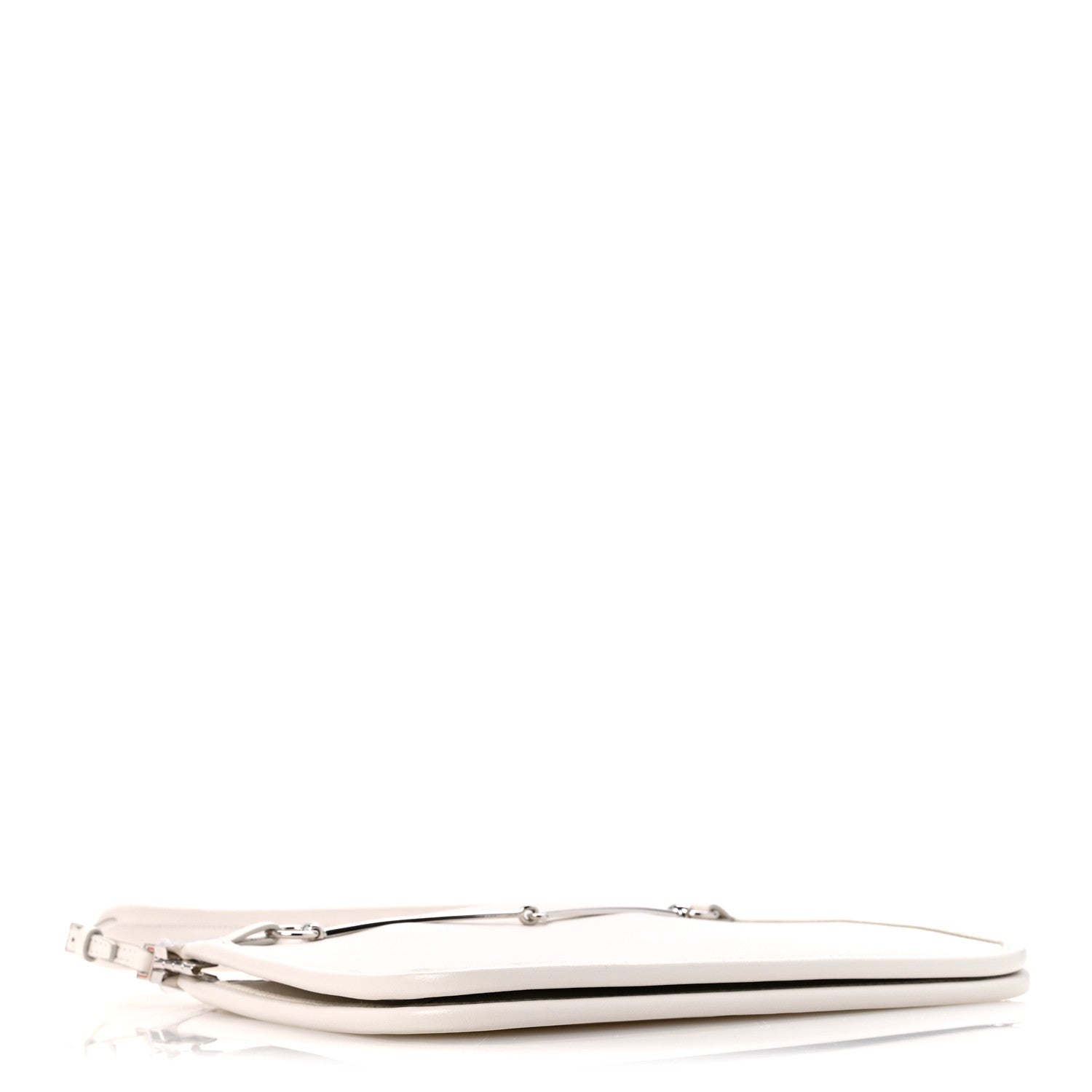 Calfskin Horsebit Slim Shoulder Bag White
