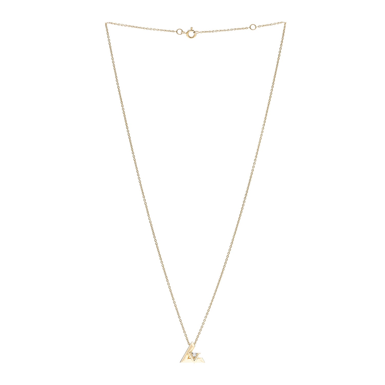 18K Yellow Gold Diamond Small LV Volt One Pendant Necklace