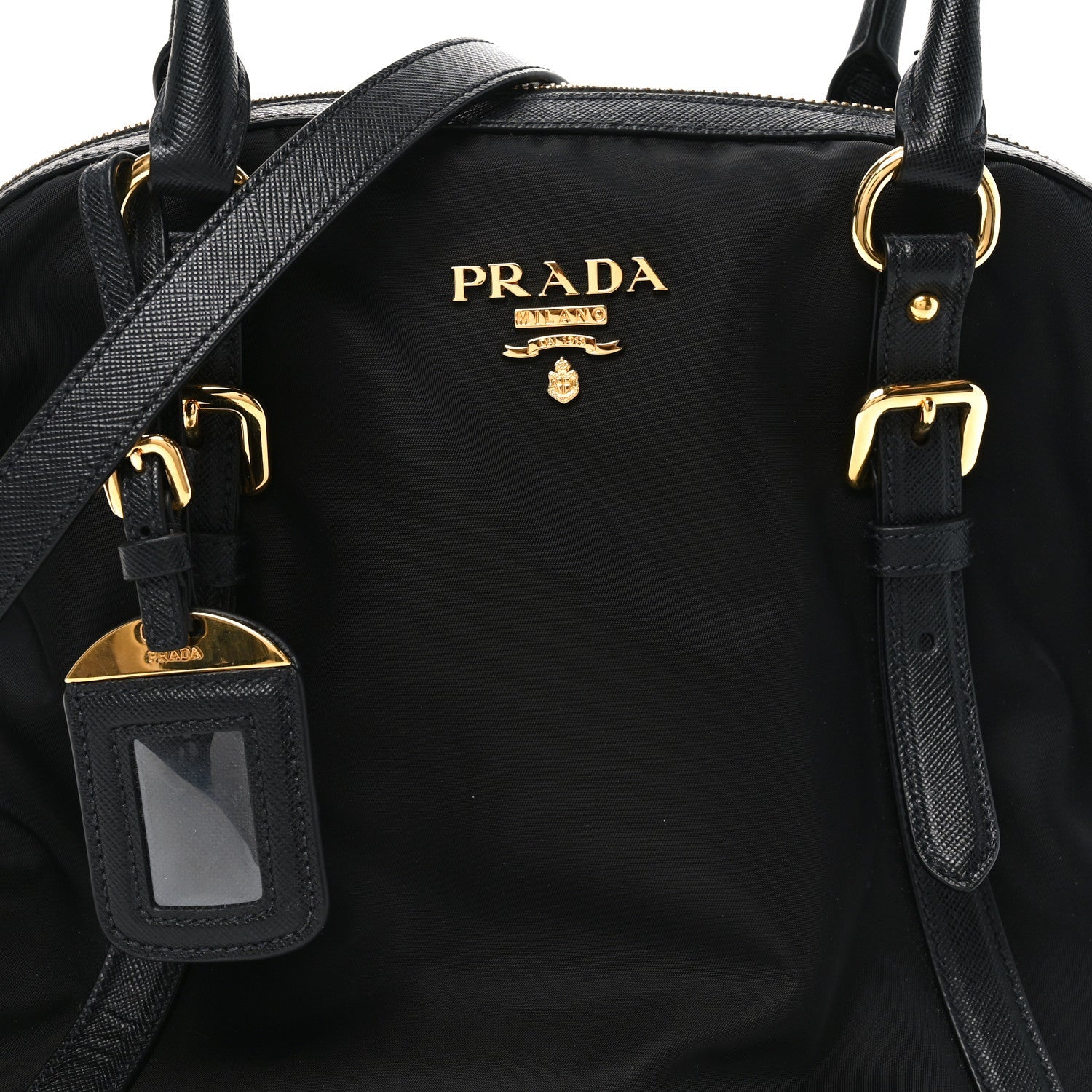 Tessuto Nylon Saffiano Small Tote Black