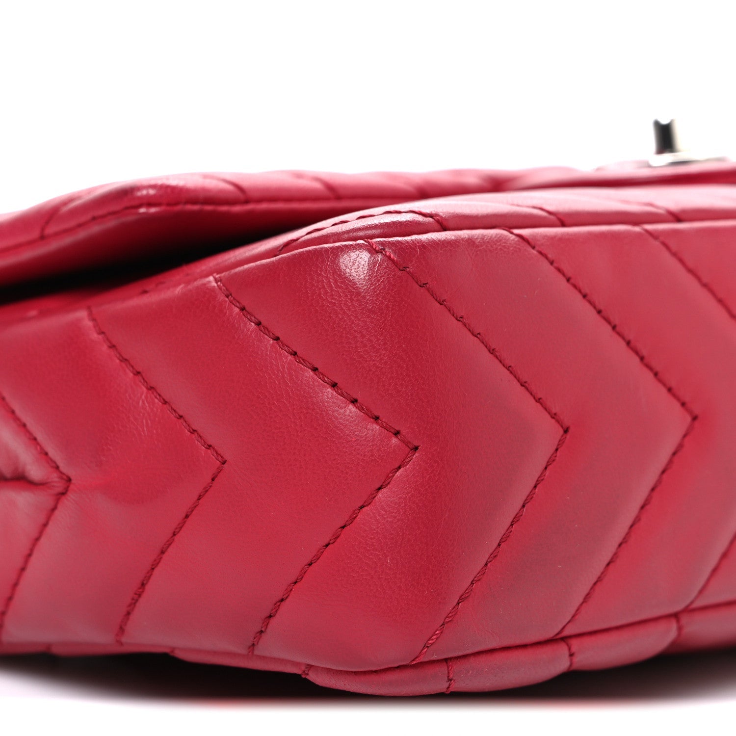 Lambskin Chevron Quilted Medium Single Flap Dark Pink