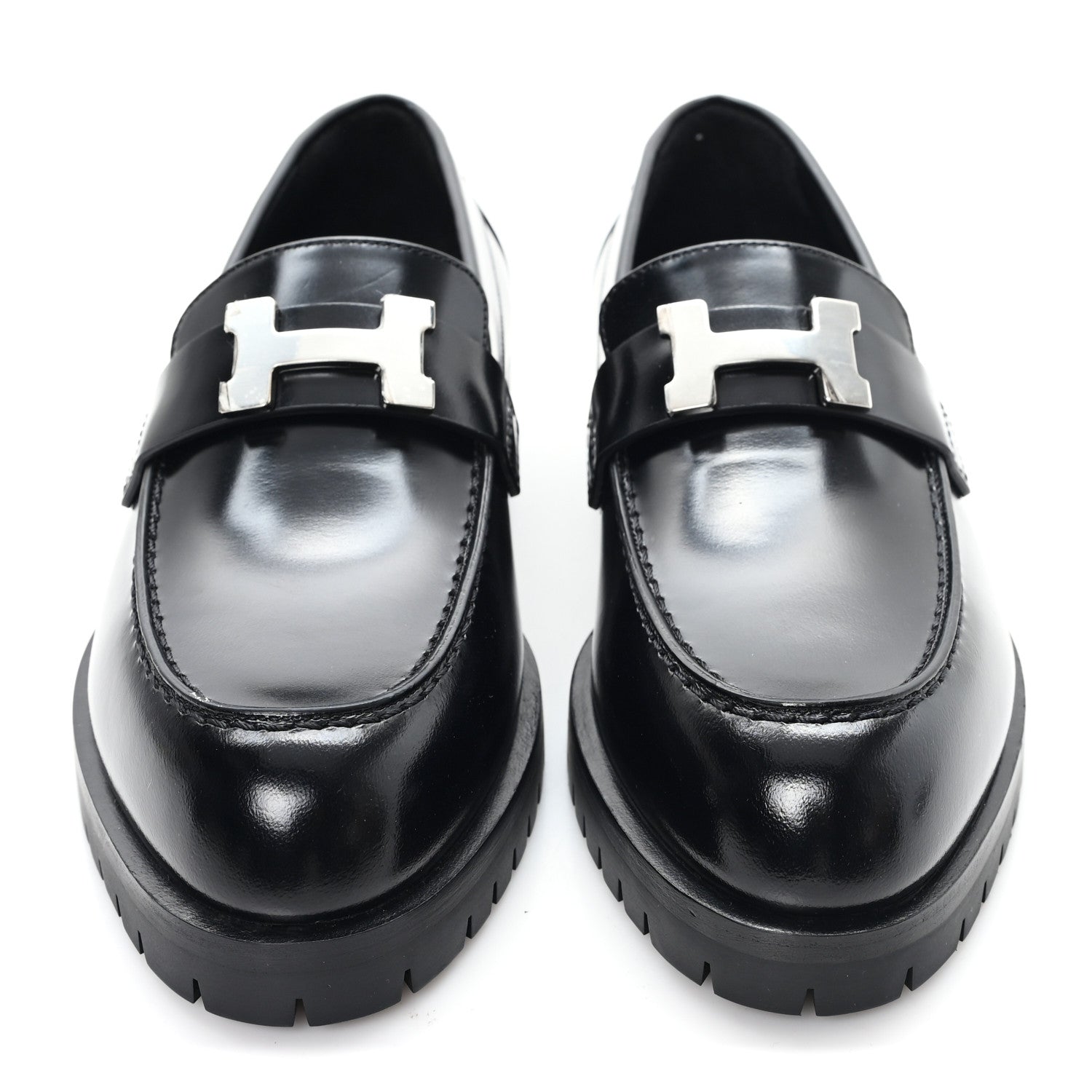 Calfskin Womens Faubourg Loafers 35 Black