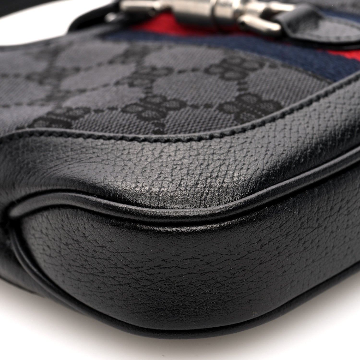 X BALENCIAGA BB Monogram Calfskin Web Mini Jackie 1961 Hobo Black