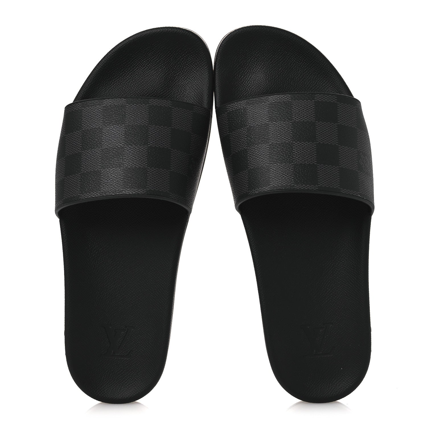 Damier Graphite Mens Waterfront Slide Sandal 9 Black