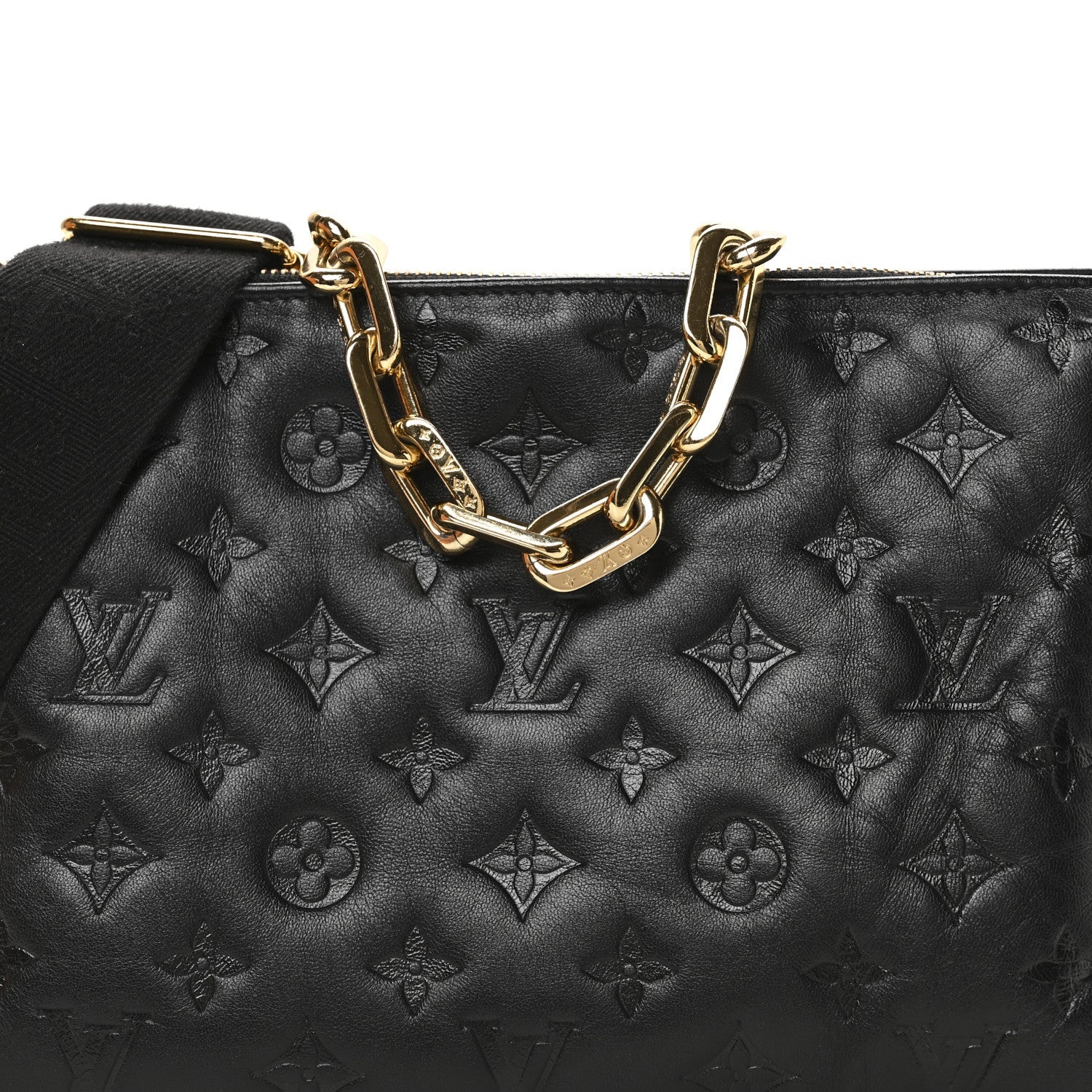 Lambskin Embossed Monogram Coussin PM Black