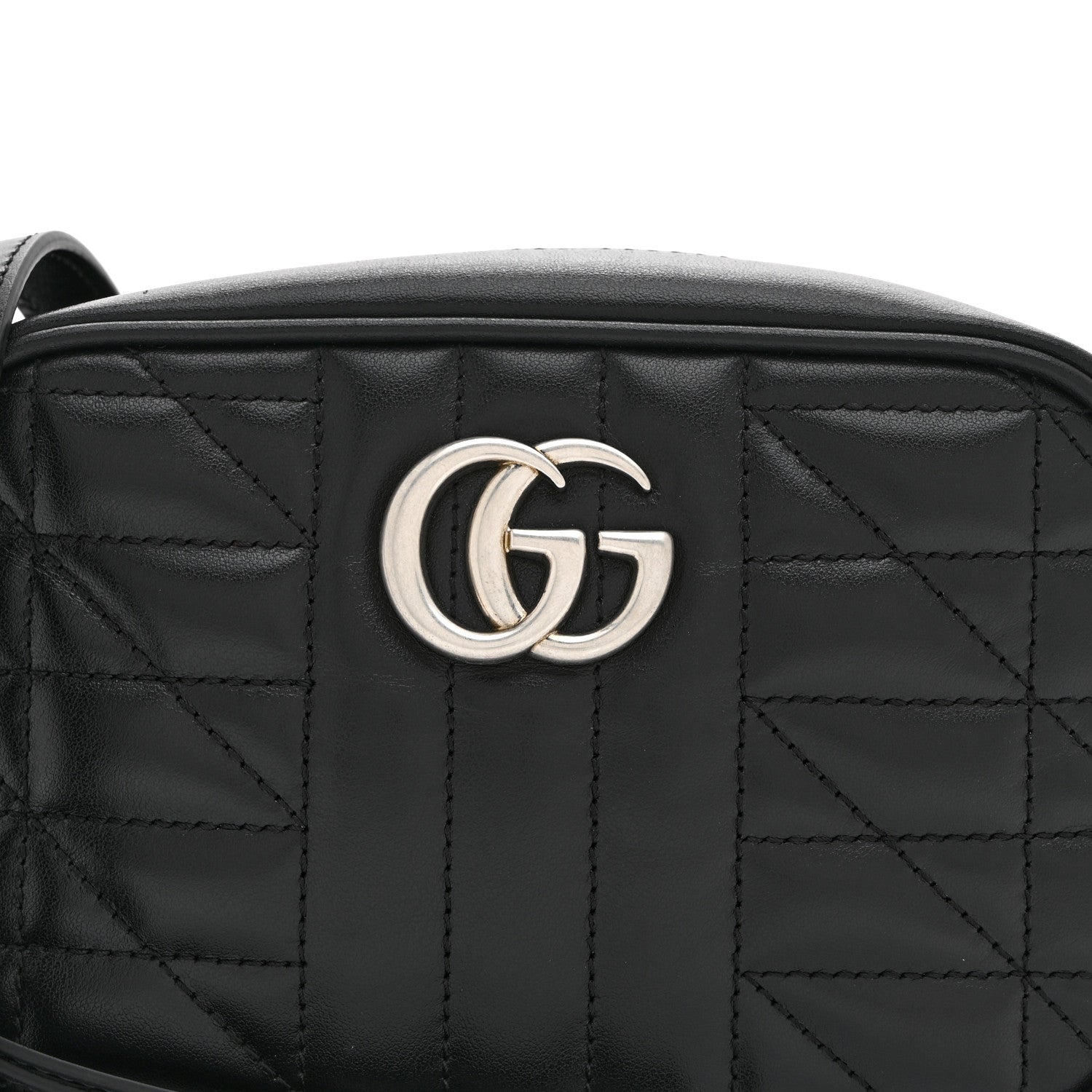 Calfskin Matelasse Aria Mini GG Marmont Chain Shoulder Bag Black