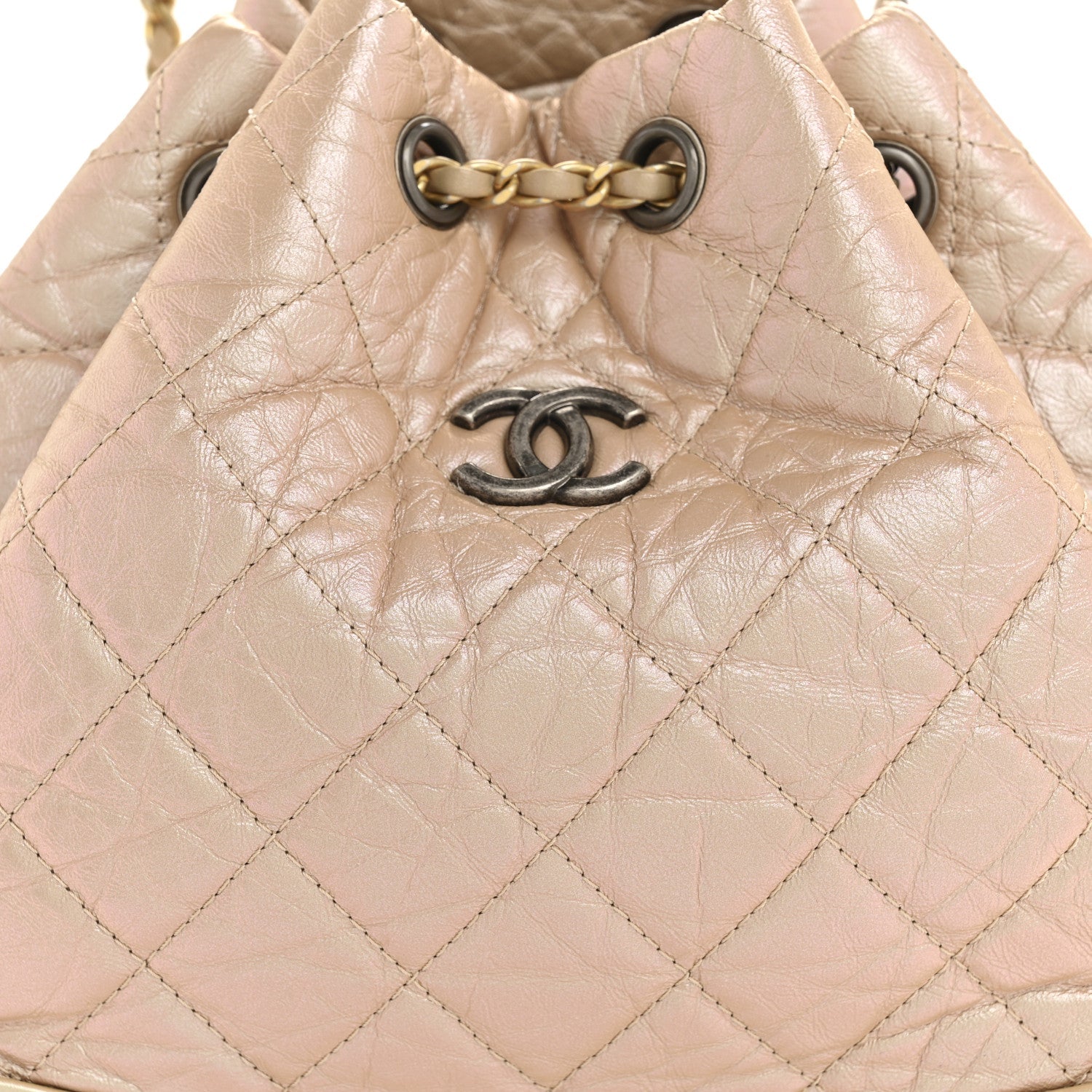 Iridescent Lambskin Calfskin Small Quilted Gabrielle Backpack Light Pink