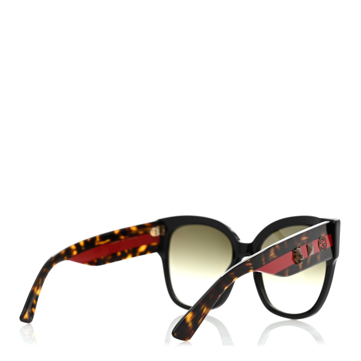 Acetate Square Frame Web Sunglasses GG0059S Black Tortoise
