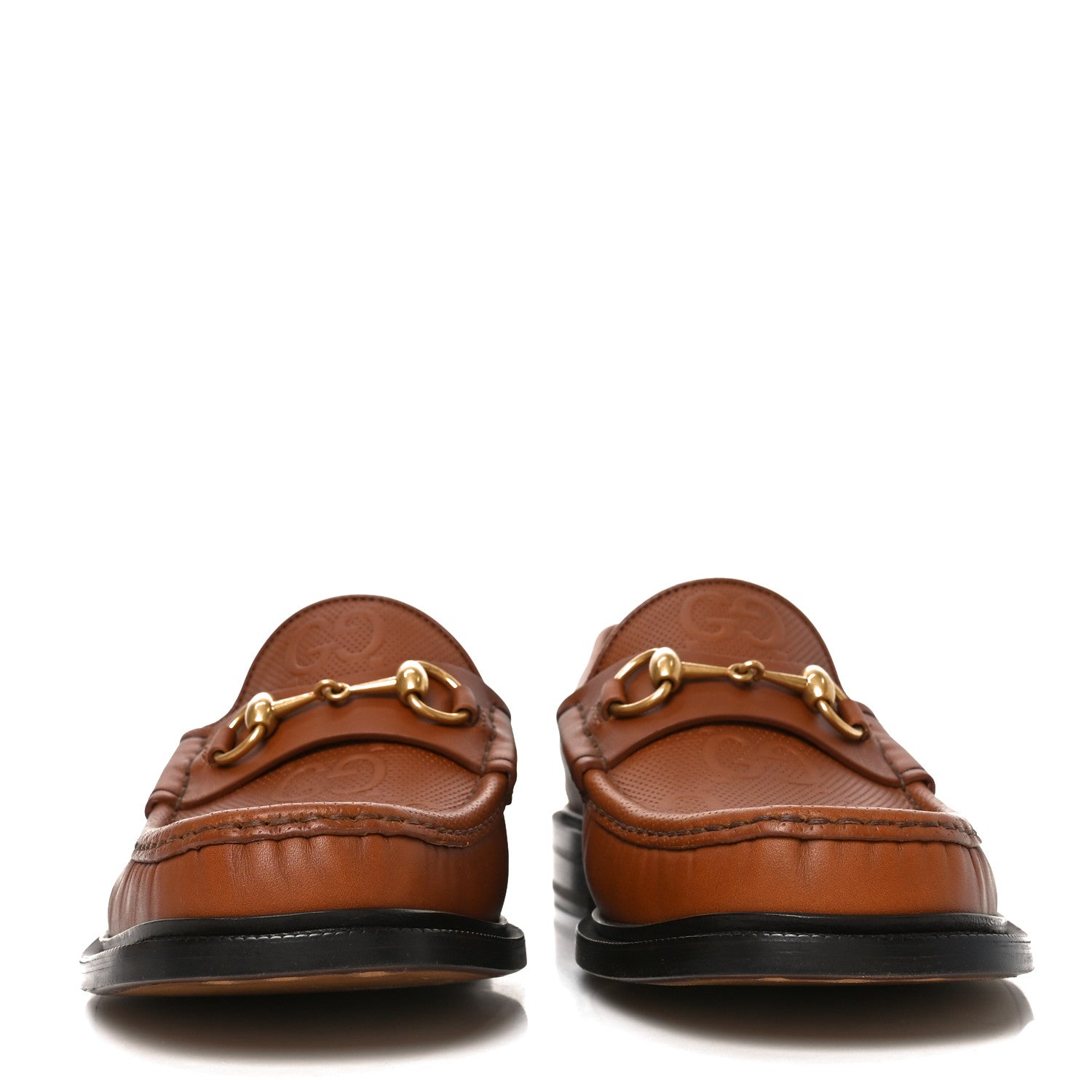 Harness Calfskin GG Tennis Embossed Mens Horsebit Loafers 9 Dark Brown