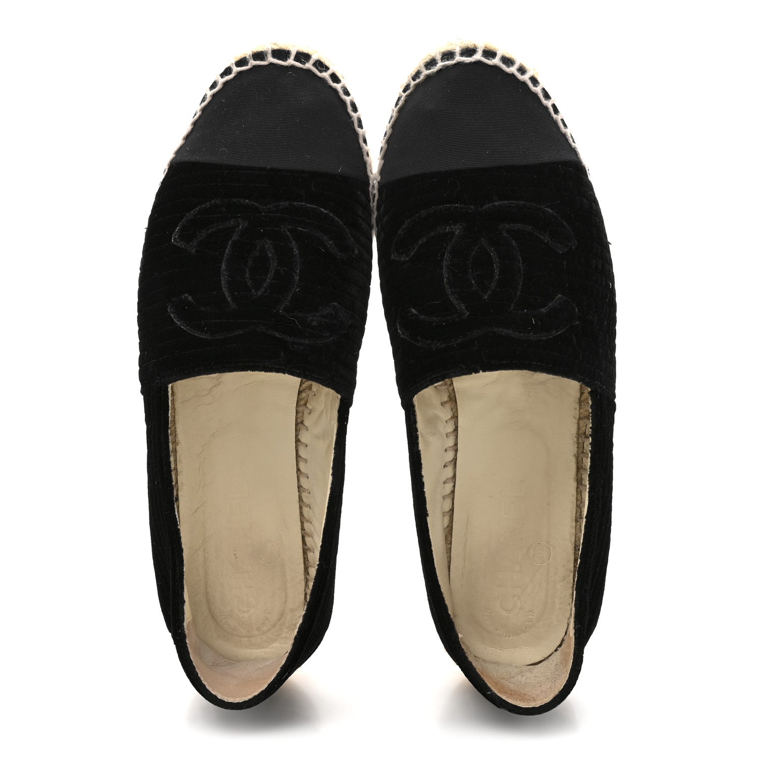 Velvet Grosgrain CC Espadrilles 38 Black