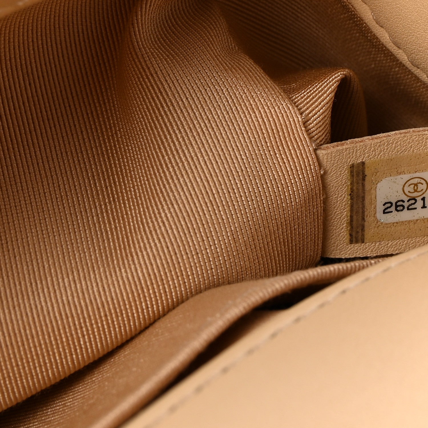 Calfskin Quilted Medium Boy Flap Beige
