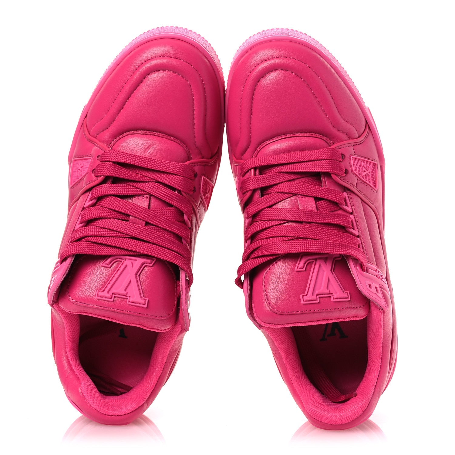 Calfskin Womens LV Trainer Sneakers 37 Hot Pink
