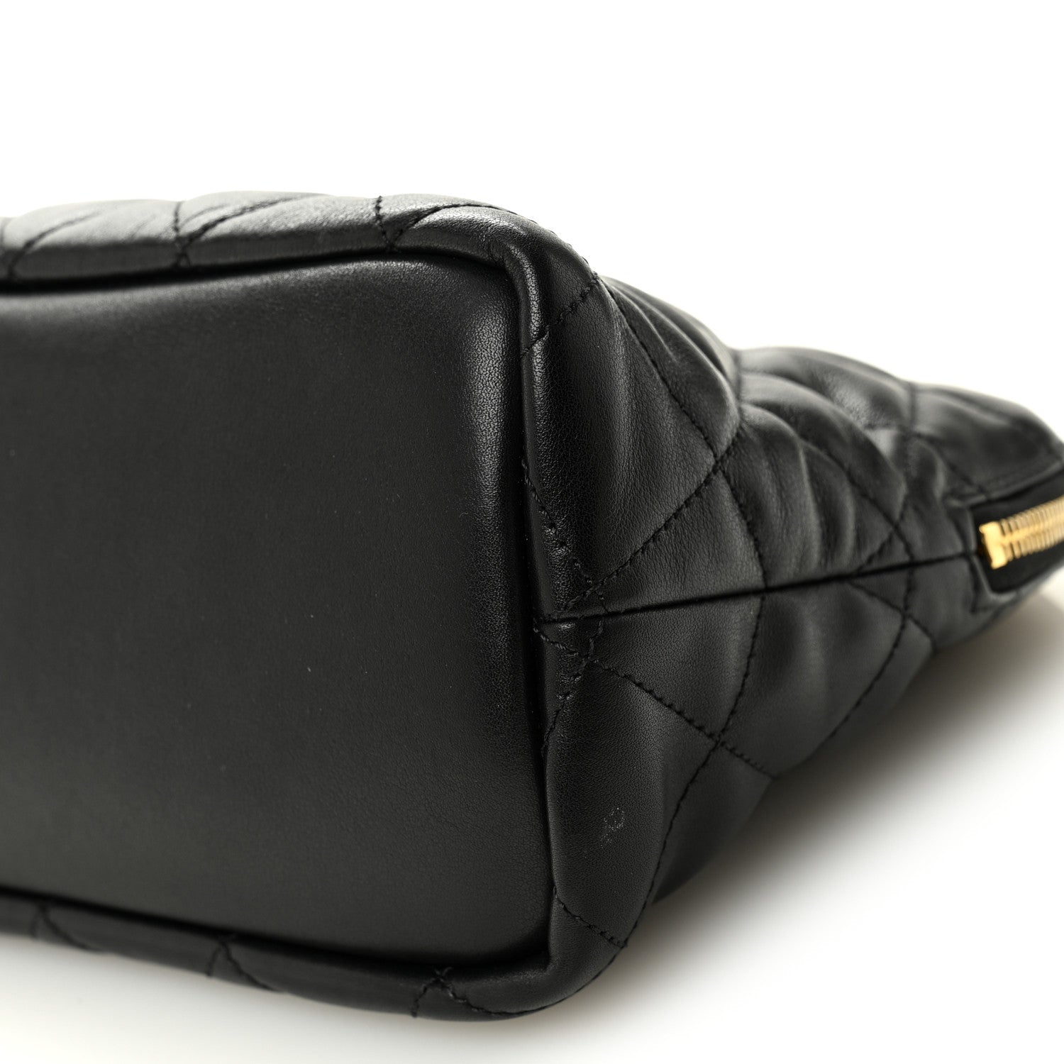 Calfskin Quilted Embroidered Cassandre Large Cosmetic Pouch Black