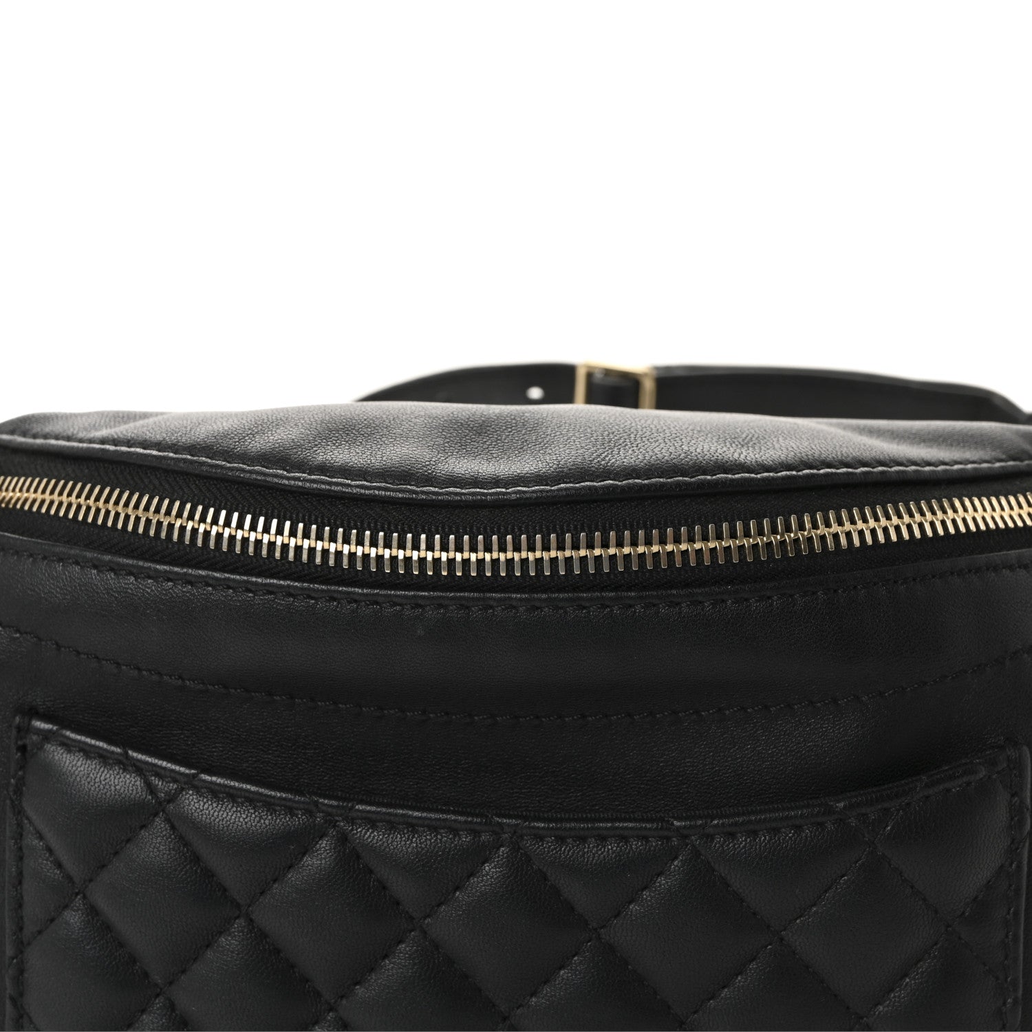 Lambskin Quilted Waist Bag Fanny Pack Black