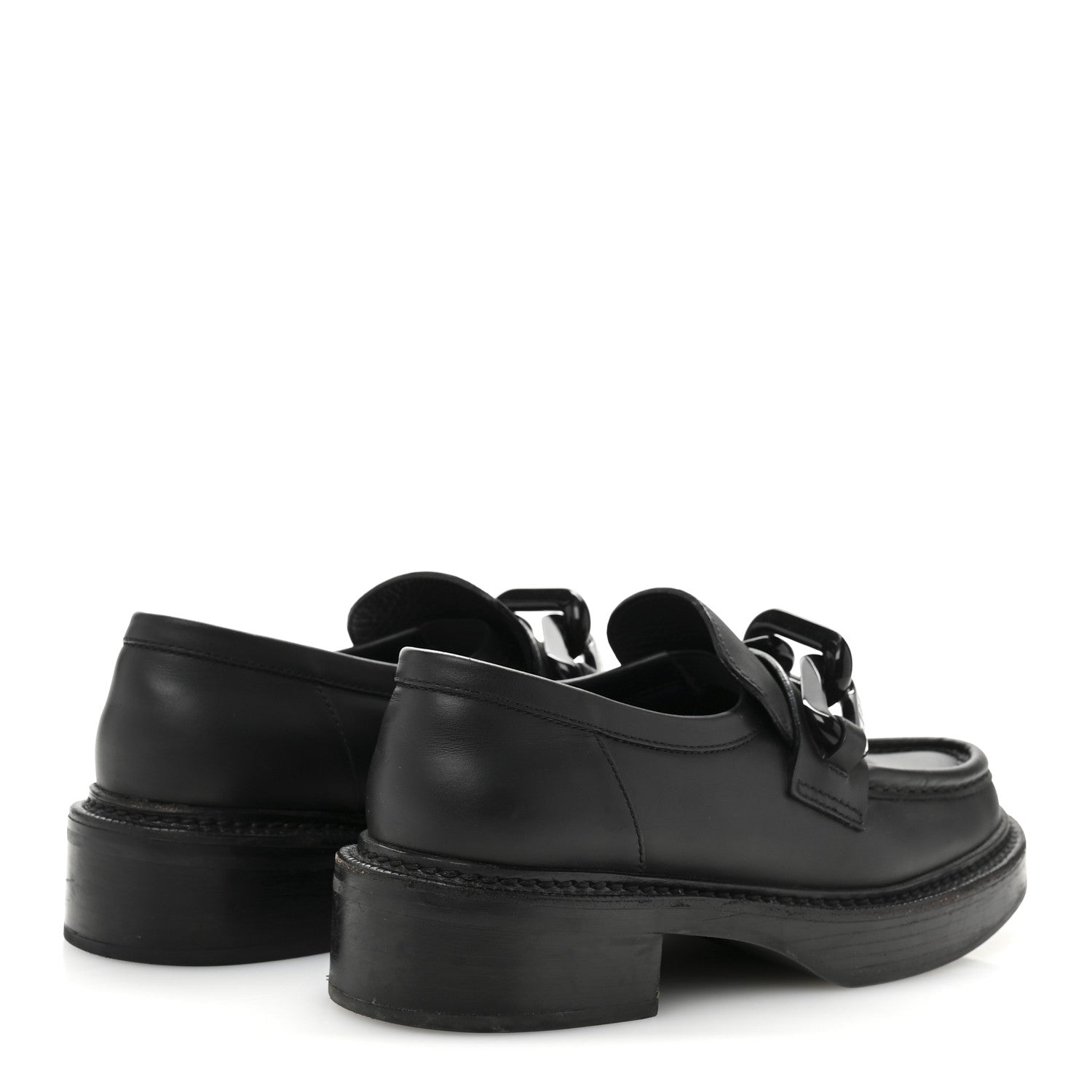 Calfskin Oversized Chain Academy Loafers 37 Black