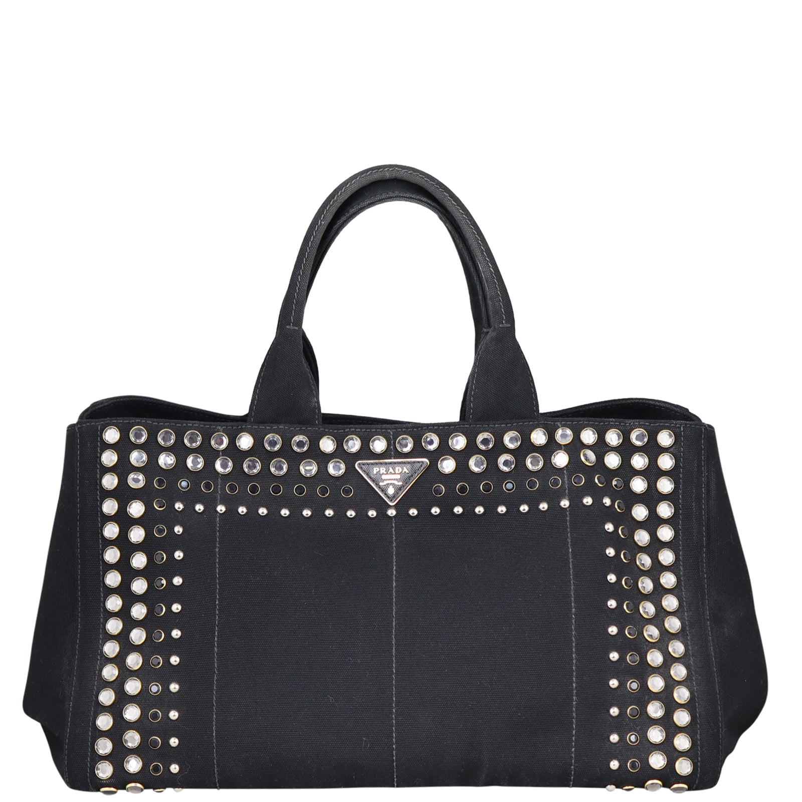 Prada Studded Canapa Tote Large