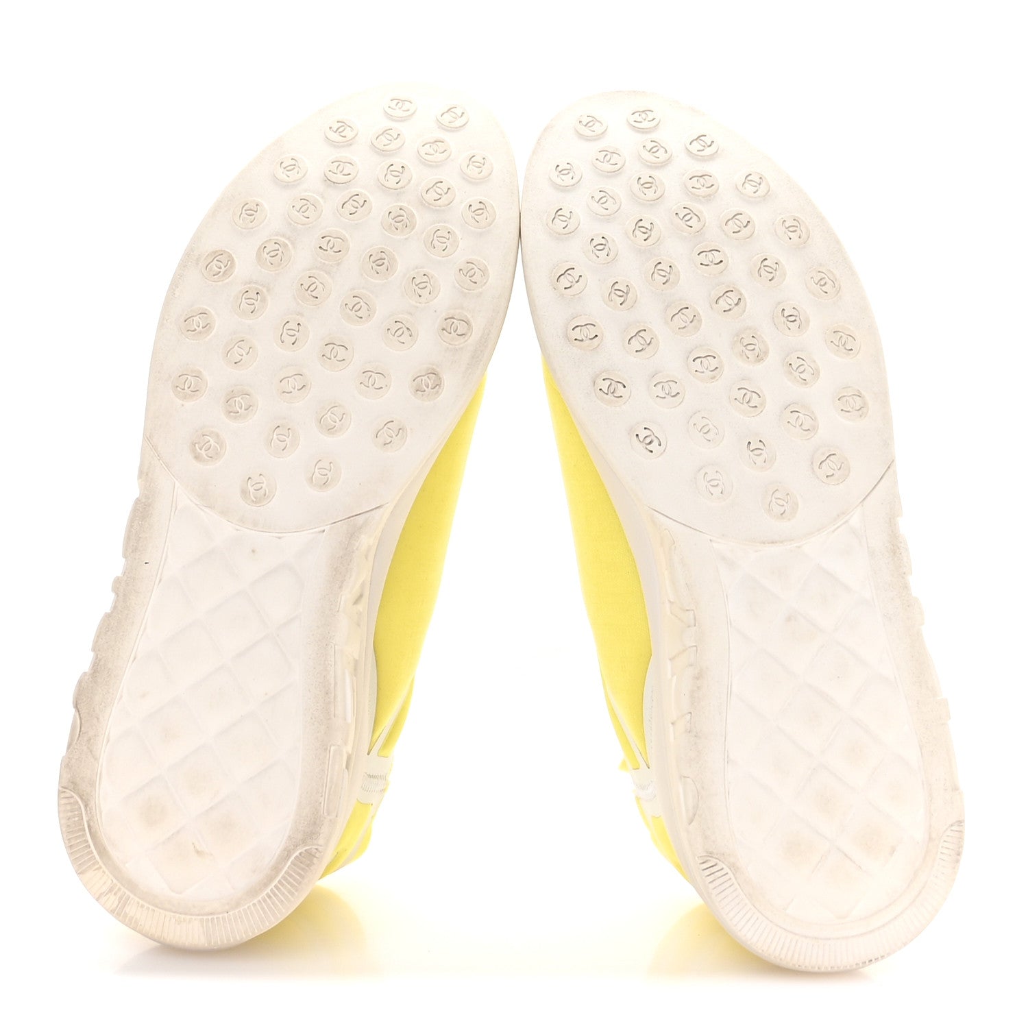 Calfskin Mesh Lycra Logo Sneakers 39.5 Yellow