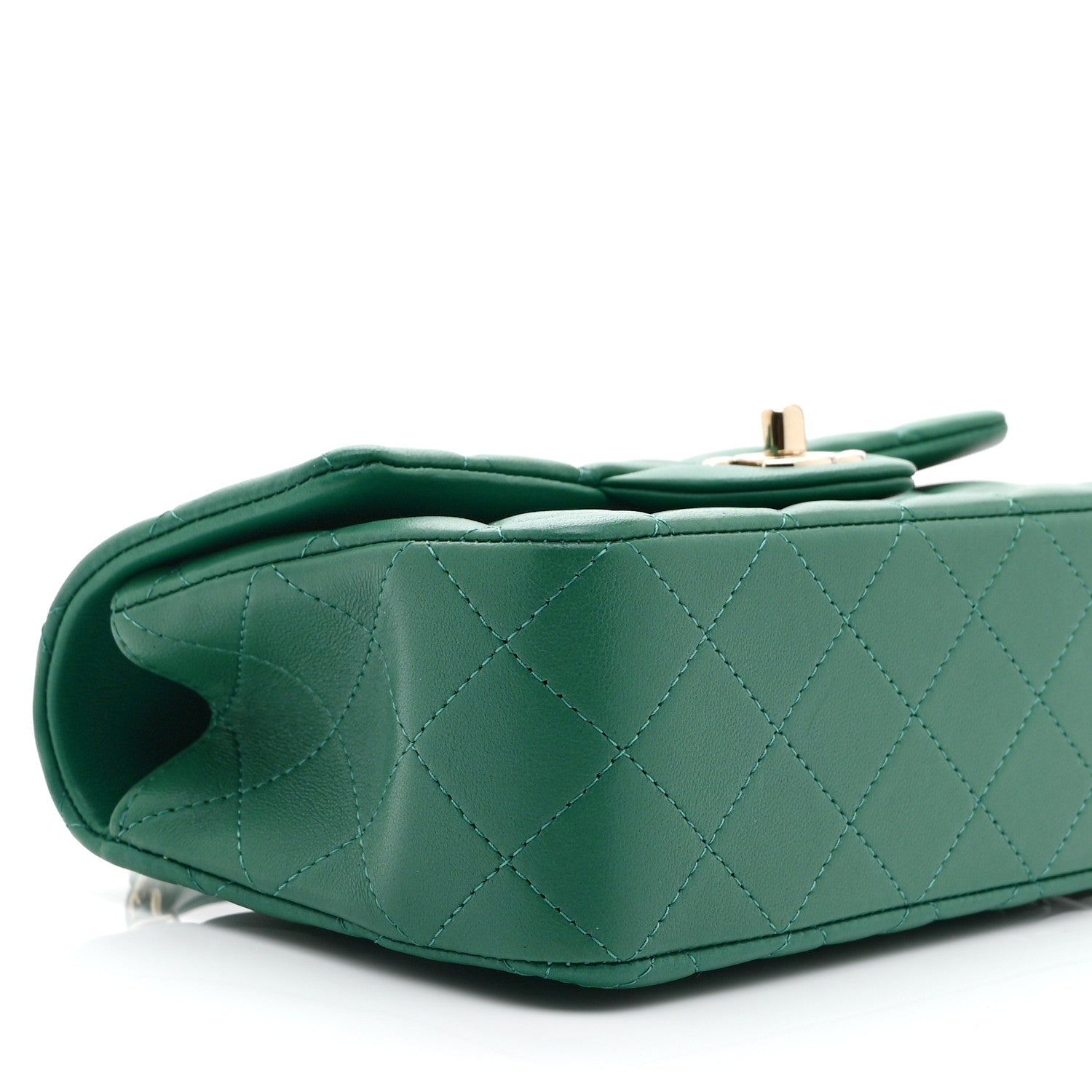 Lambskin Quilted Mini Top Handle Rectangular Flap Green