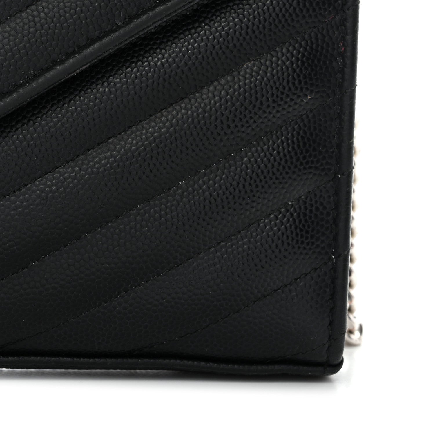 Grain De Poudre Matelasse Chevron Monogram Chain Wallet Black
