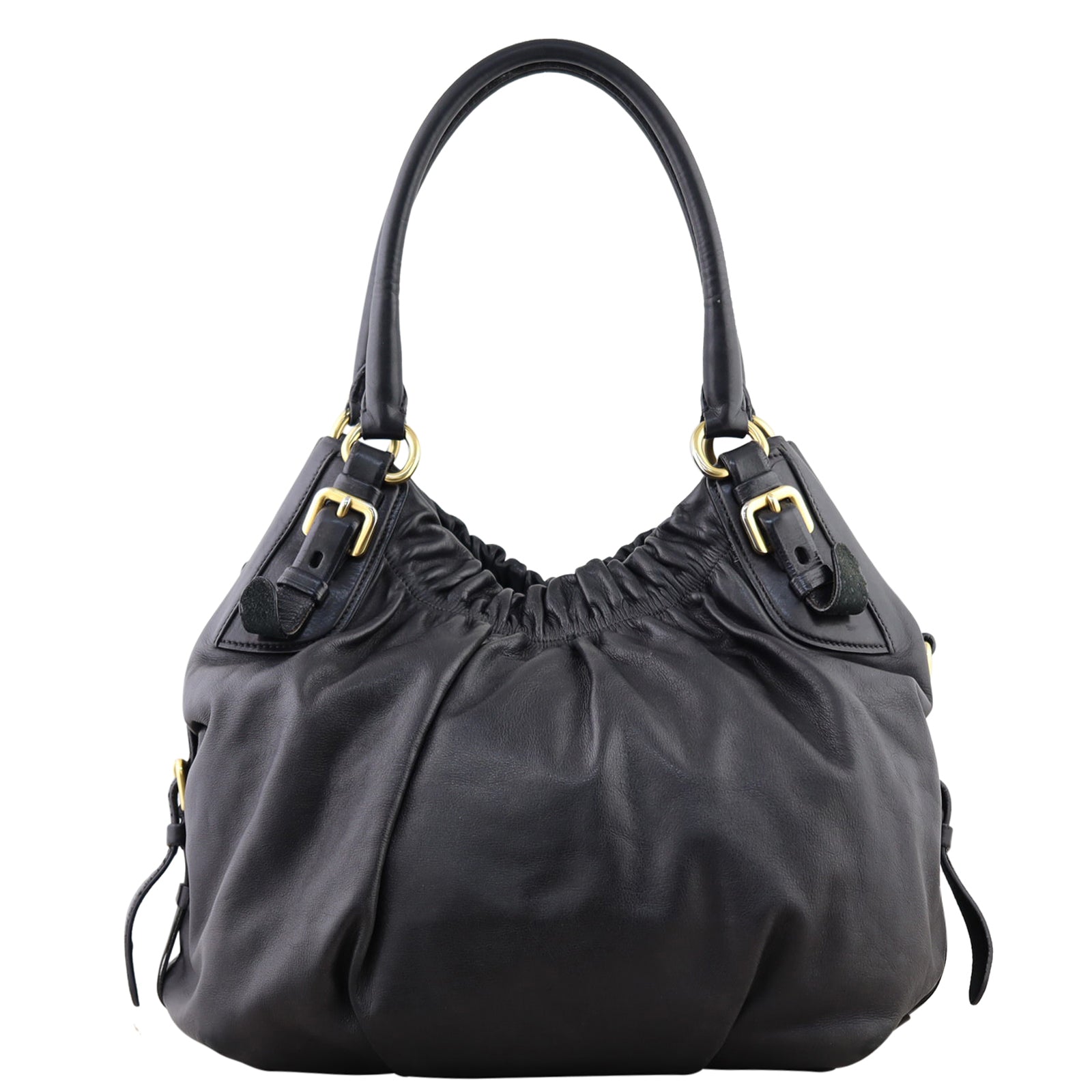 Prada Pleated Nappa Shoulder Bag