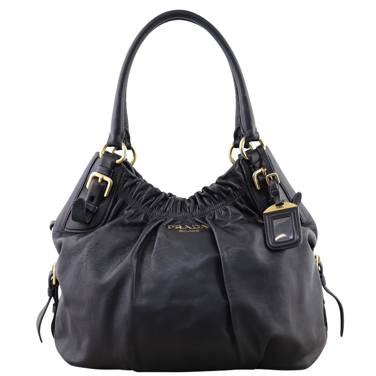 Prada Pleated Nappa Shoulder Bag