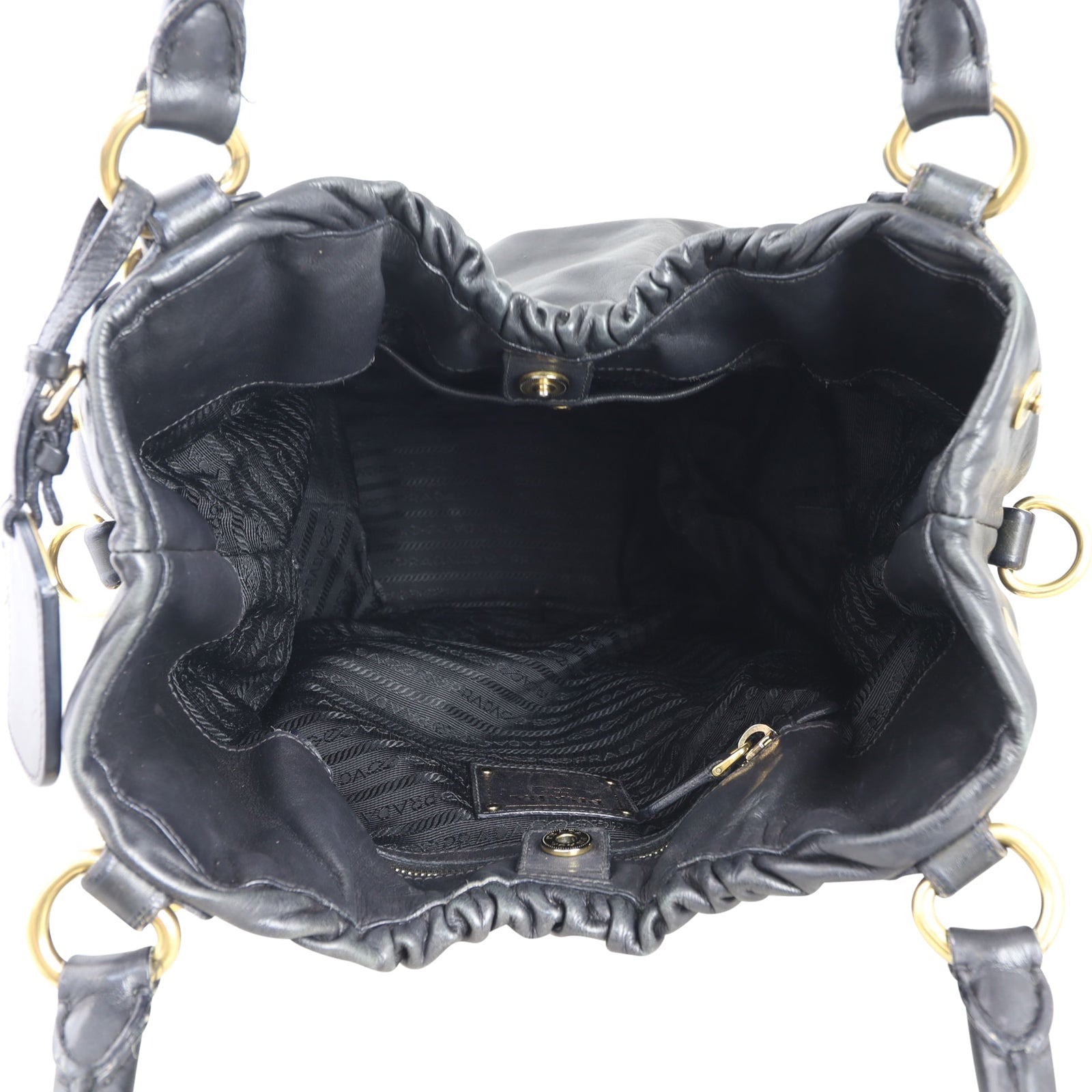 Prada Pleated Nappa Shoulder Bag