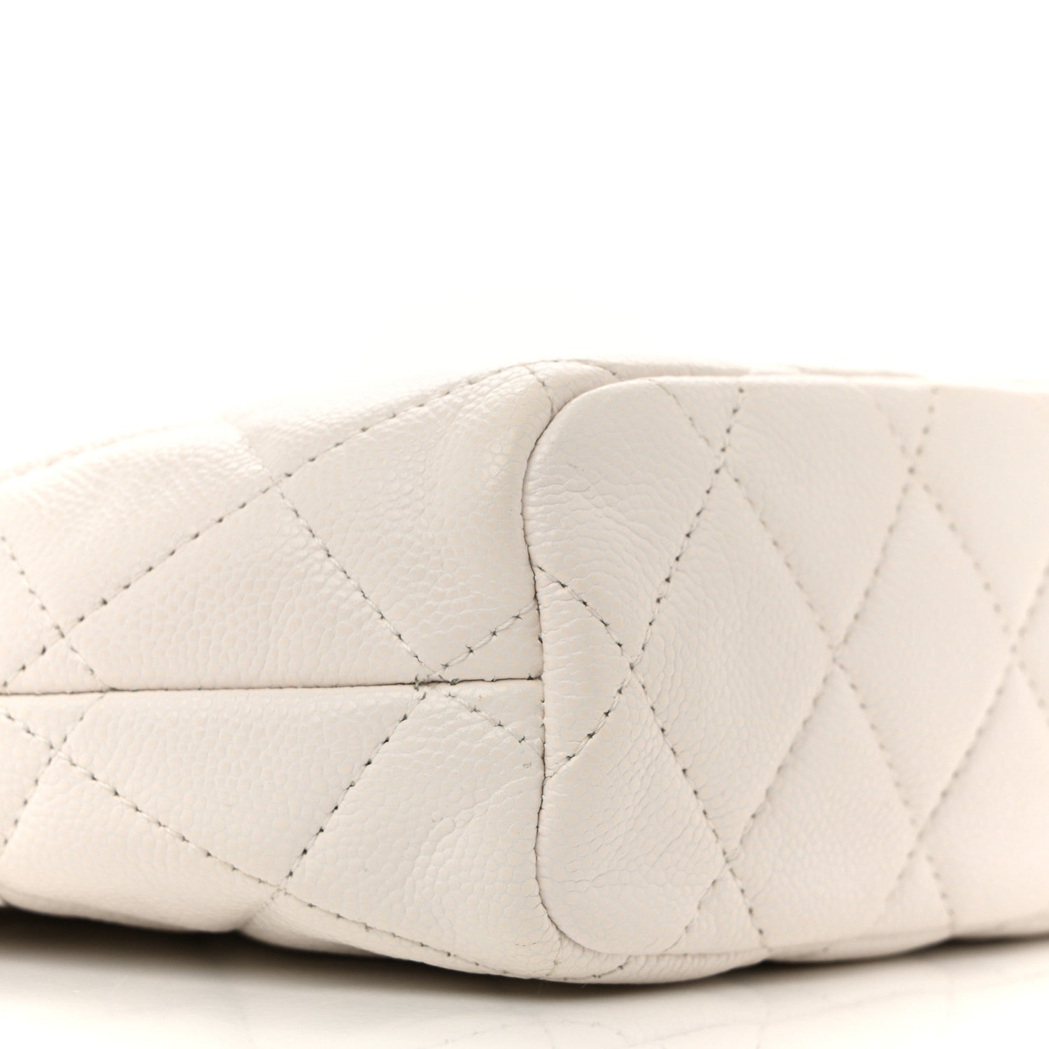 Caviar Quilted Hobo Clutch With Chain White