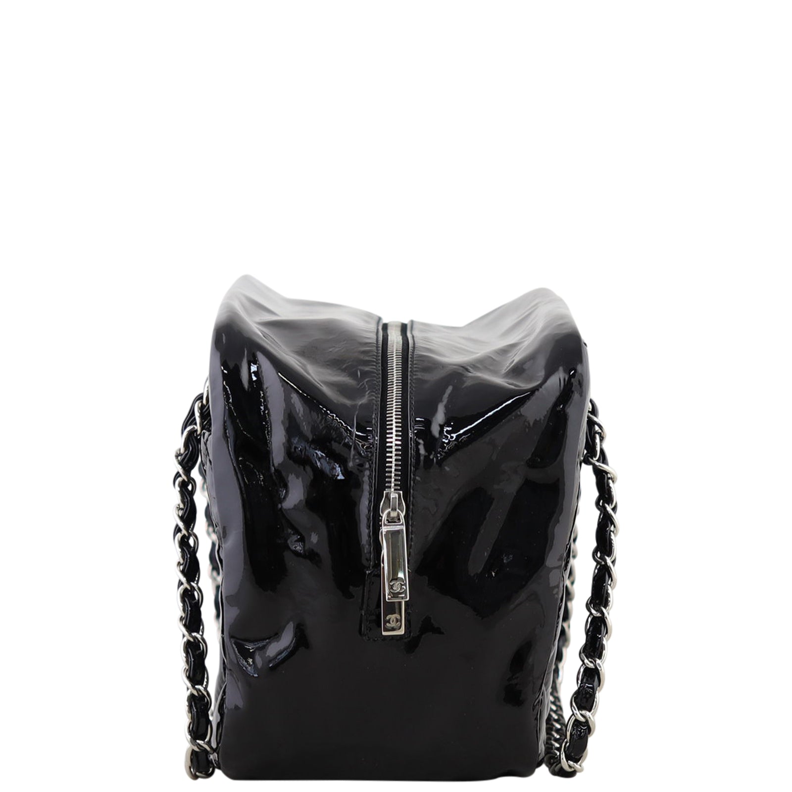 Chanel Brilliant Patent Camera Bag Large |  Black Quilted Patent