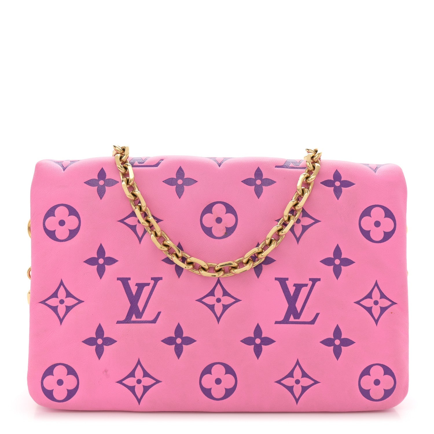 Lambskin Embossed Monogram Vuittamins Pochette Coussin Rose Violet