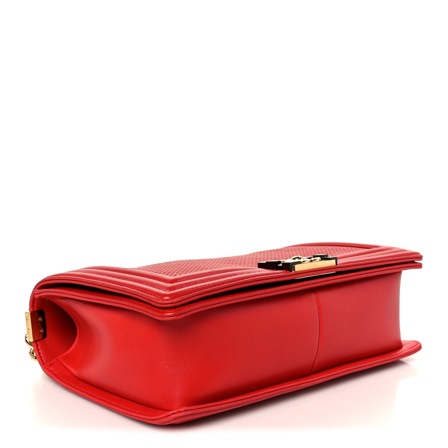 Lambskin Embossed New Medium Boy Cube Flap Red