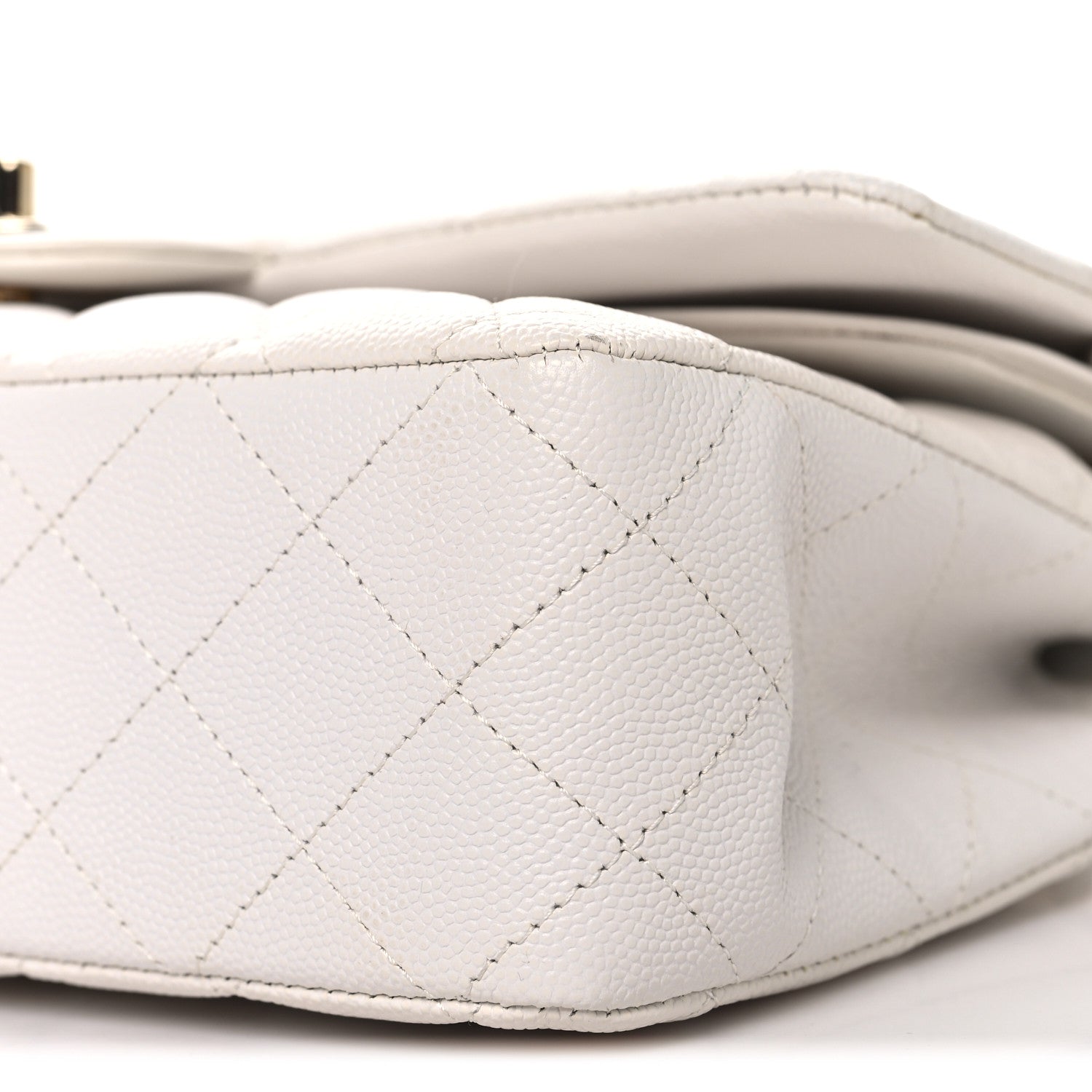 Caviar Quilted Medium Double Flap White