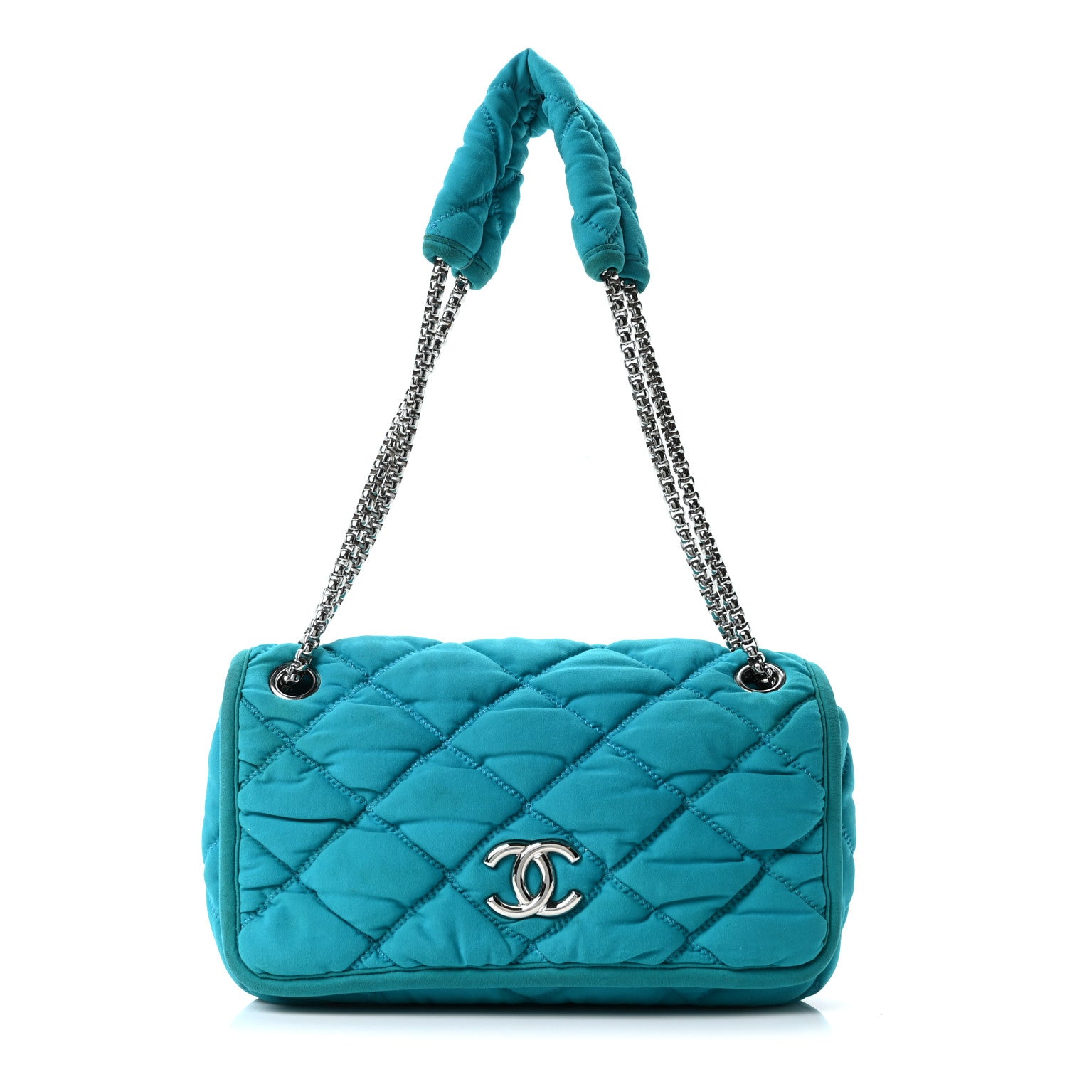 Nylon Bubble Quilt Medium Flap Turquoise