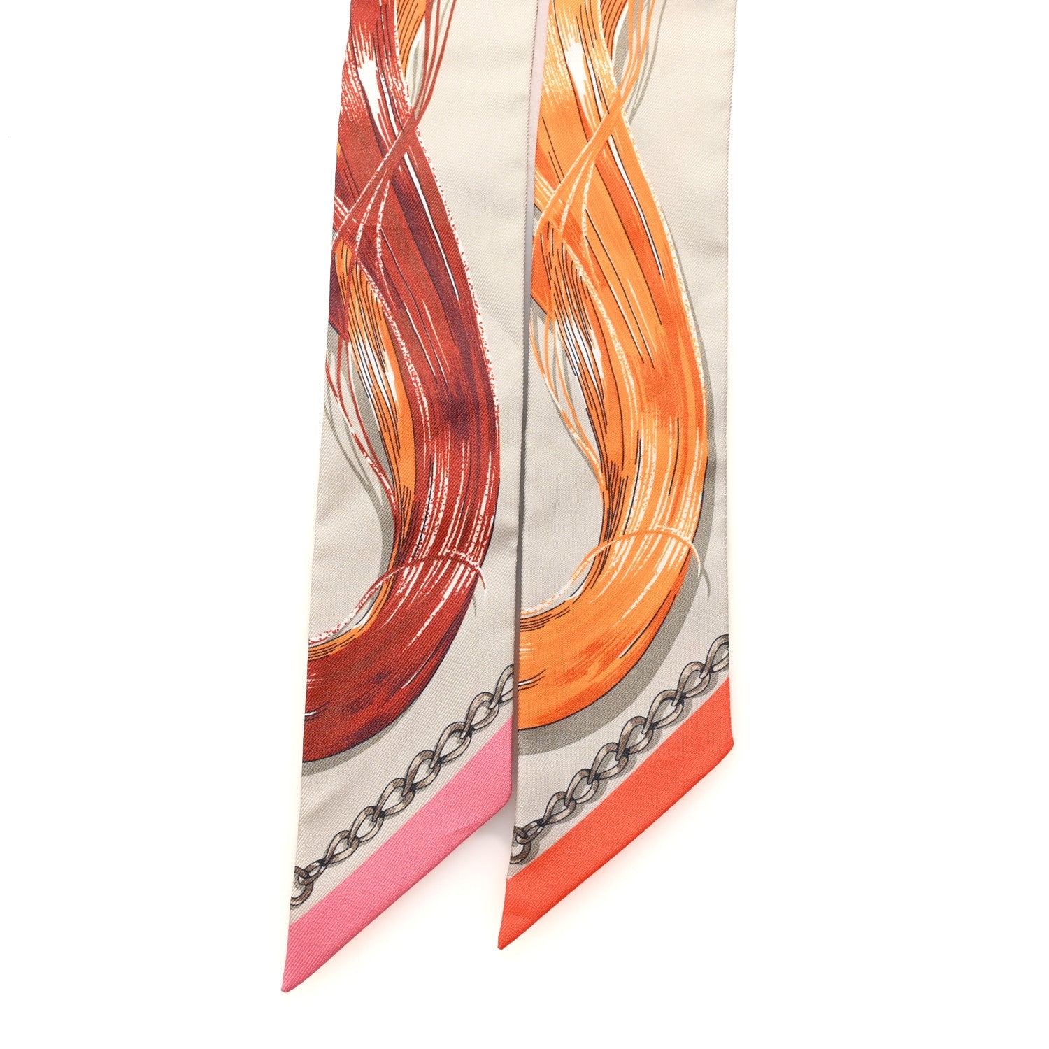 Silk Cavalcades Twilly Gris Perle Orange Acajou