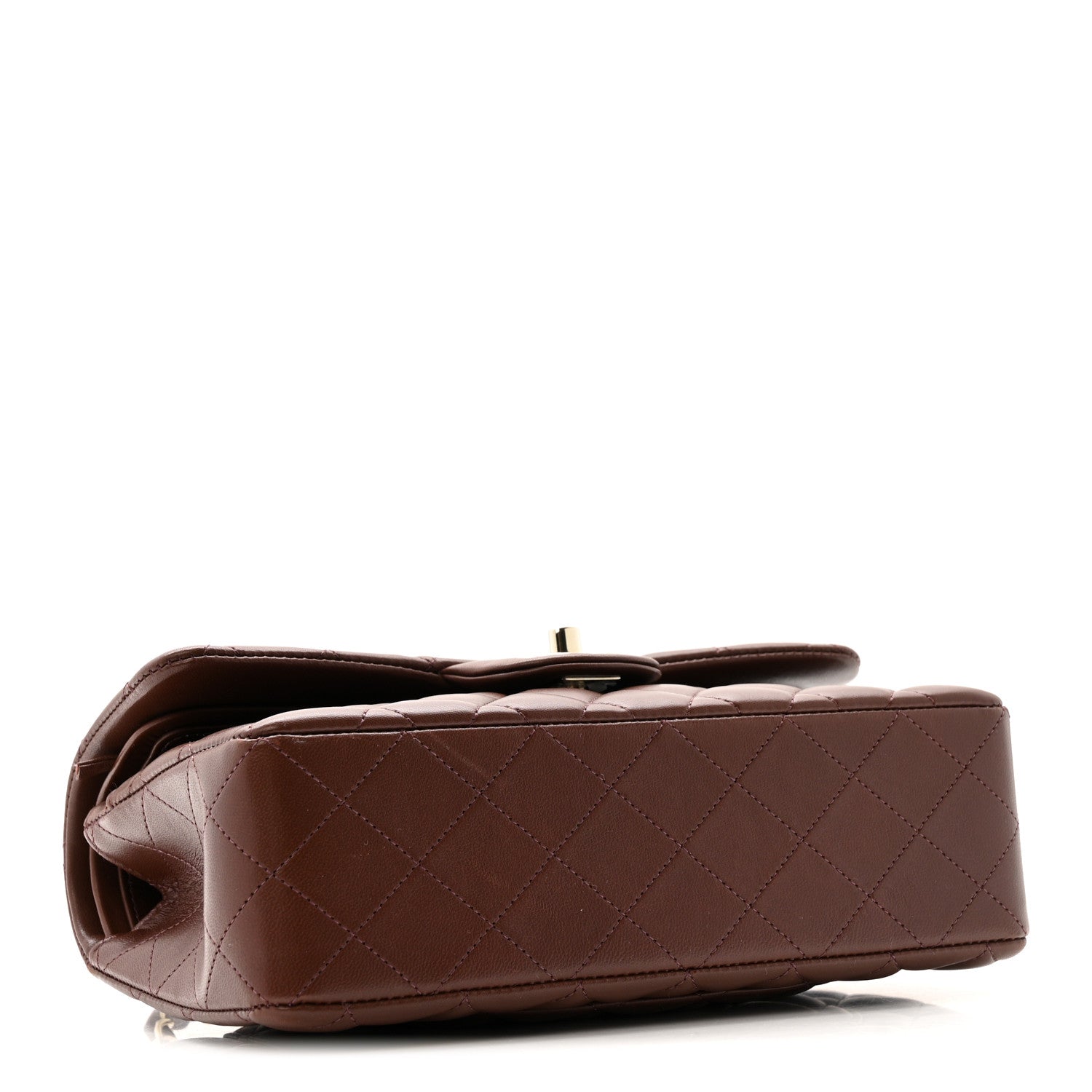 Lambskin Quilted Small Double Flap Dark Brown