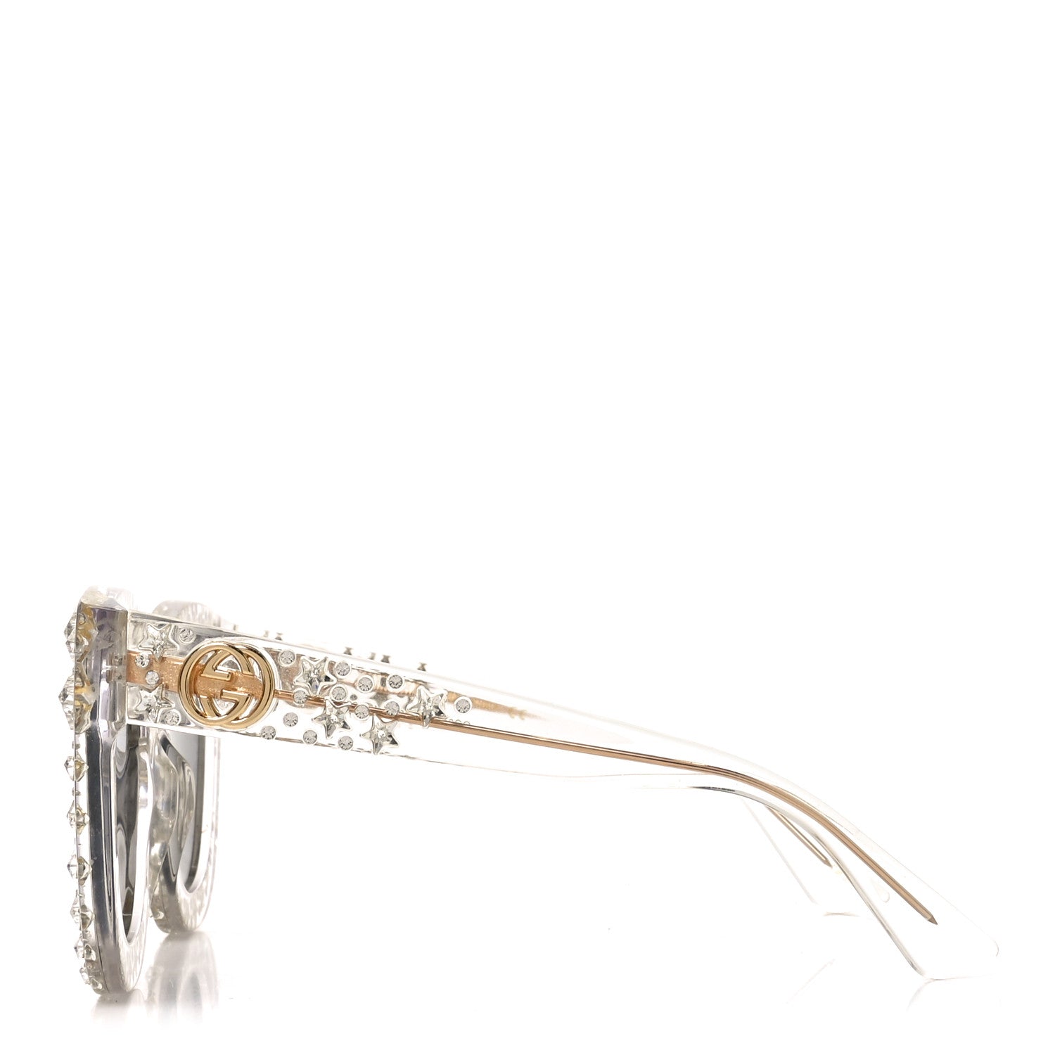 Acetate Crystal Oversize Mirrored Star Sunglasses GG0116S Ivory