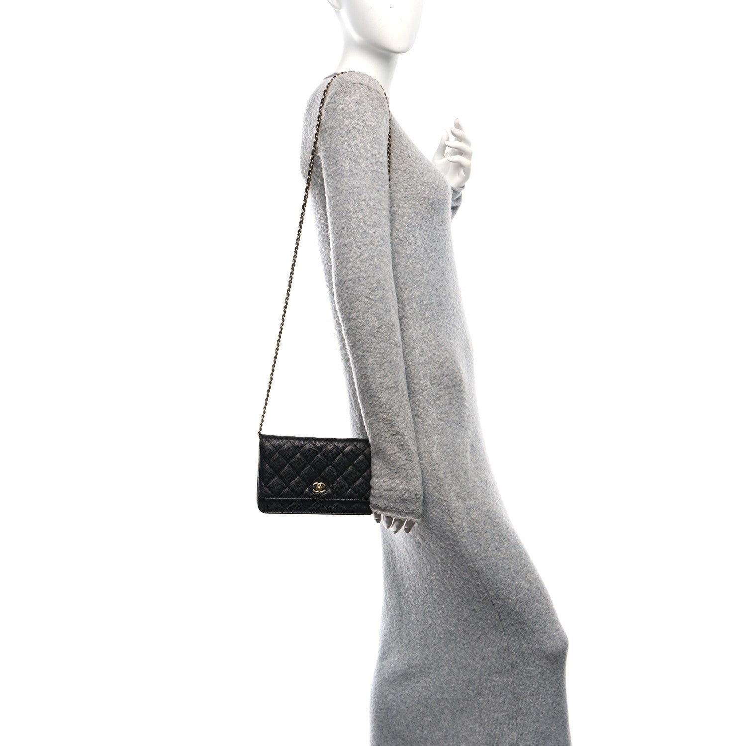 Caviar Quilted CC Turnlock Wallet On Chain WOC Black
