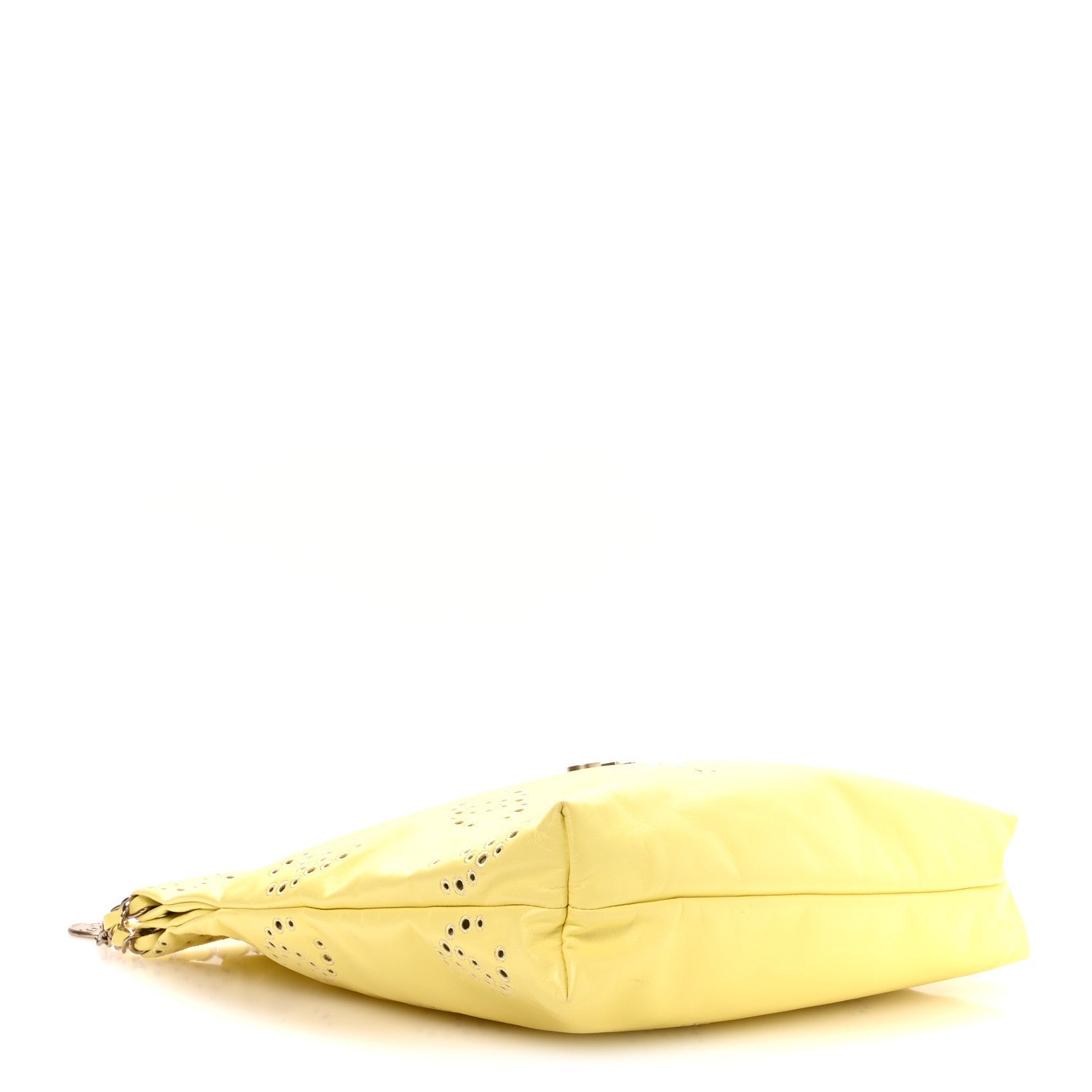 Shiny Calfskin Eyelet CC Small Chanel 22 Light Yellow