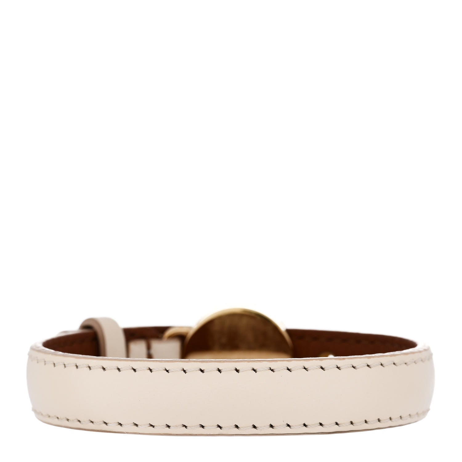 Calfskin LV Circle Bracelet 17 White