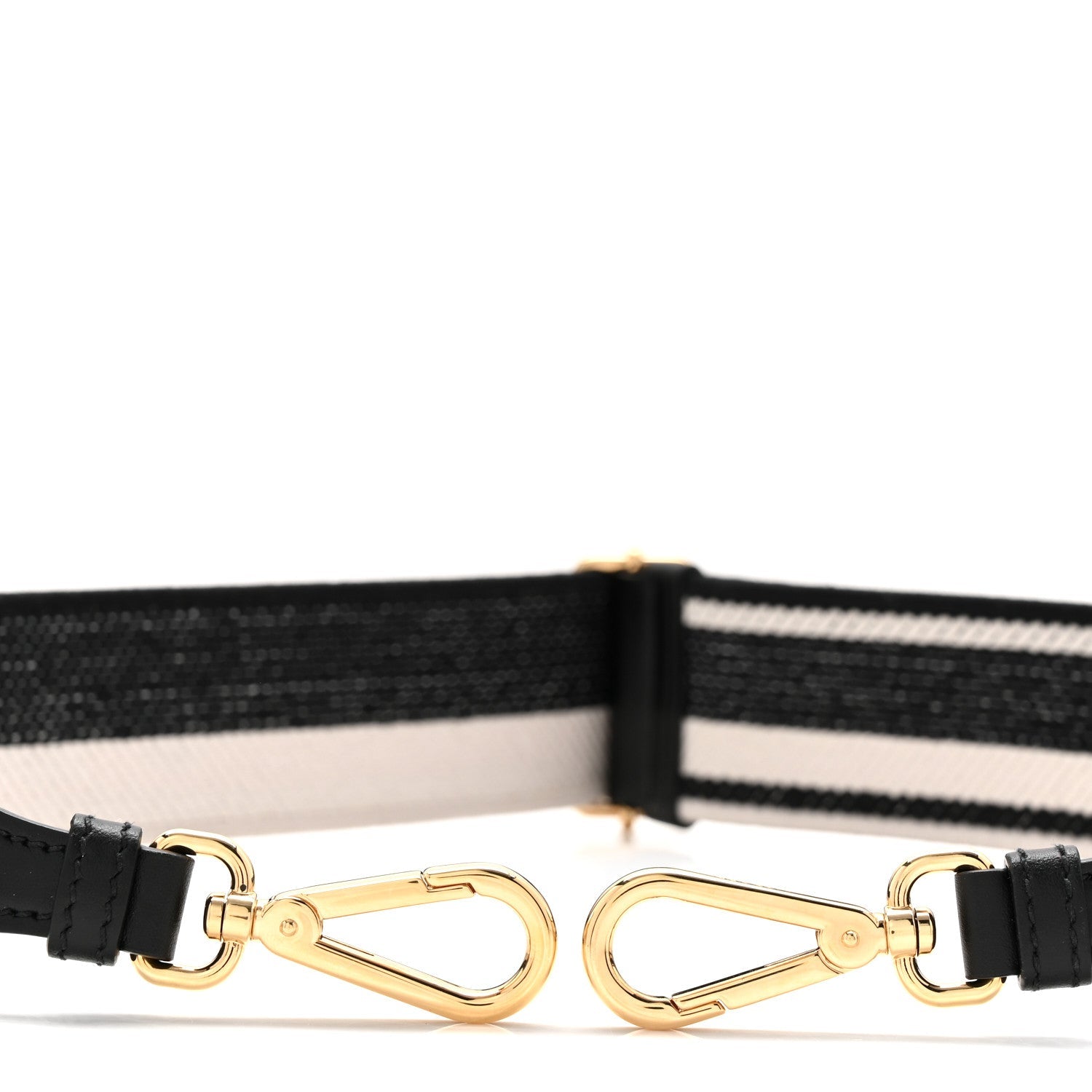 Canvas Calfskin Logo Shoulder Strap Black White