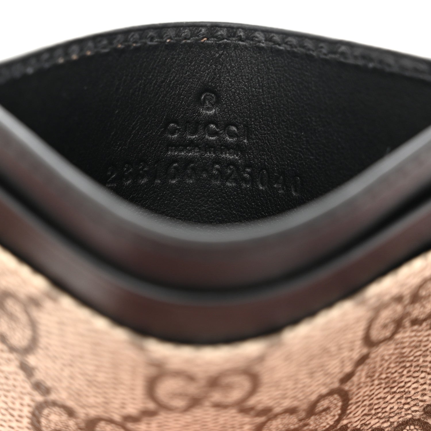 GG Supreme Monogram Calfskin Card Holder Beige Black