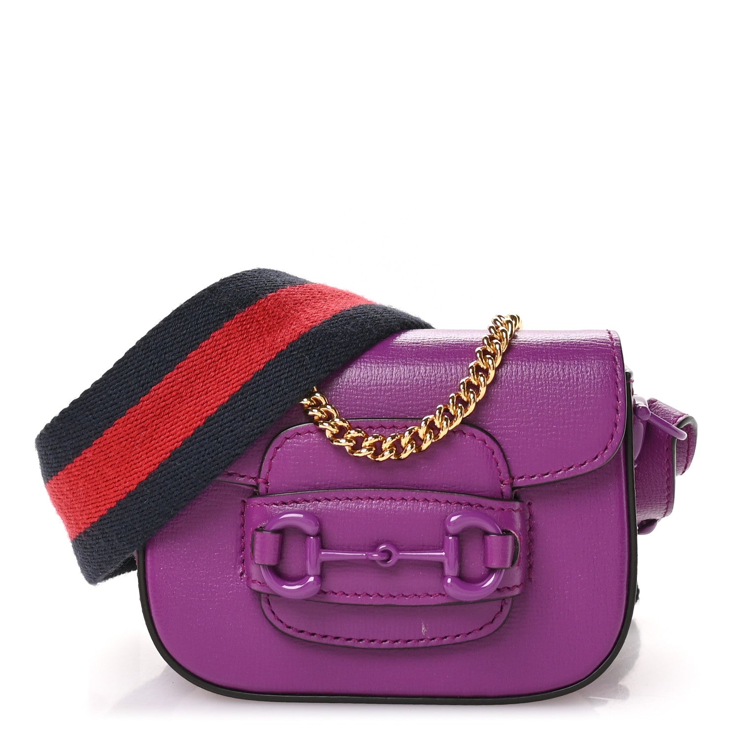 Azalea Calfskin Web Monochrome Horsebit 1955 Wallet On Strap Purple