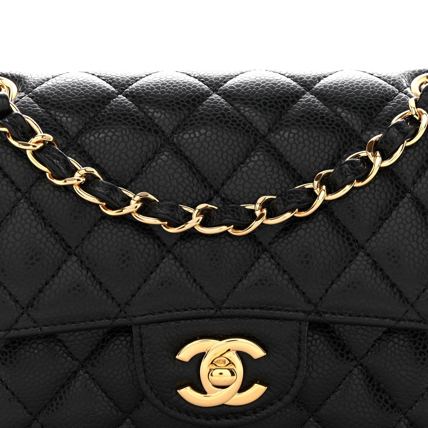 Caviar Quilted Small Double Flap Black