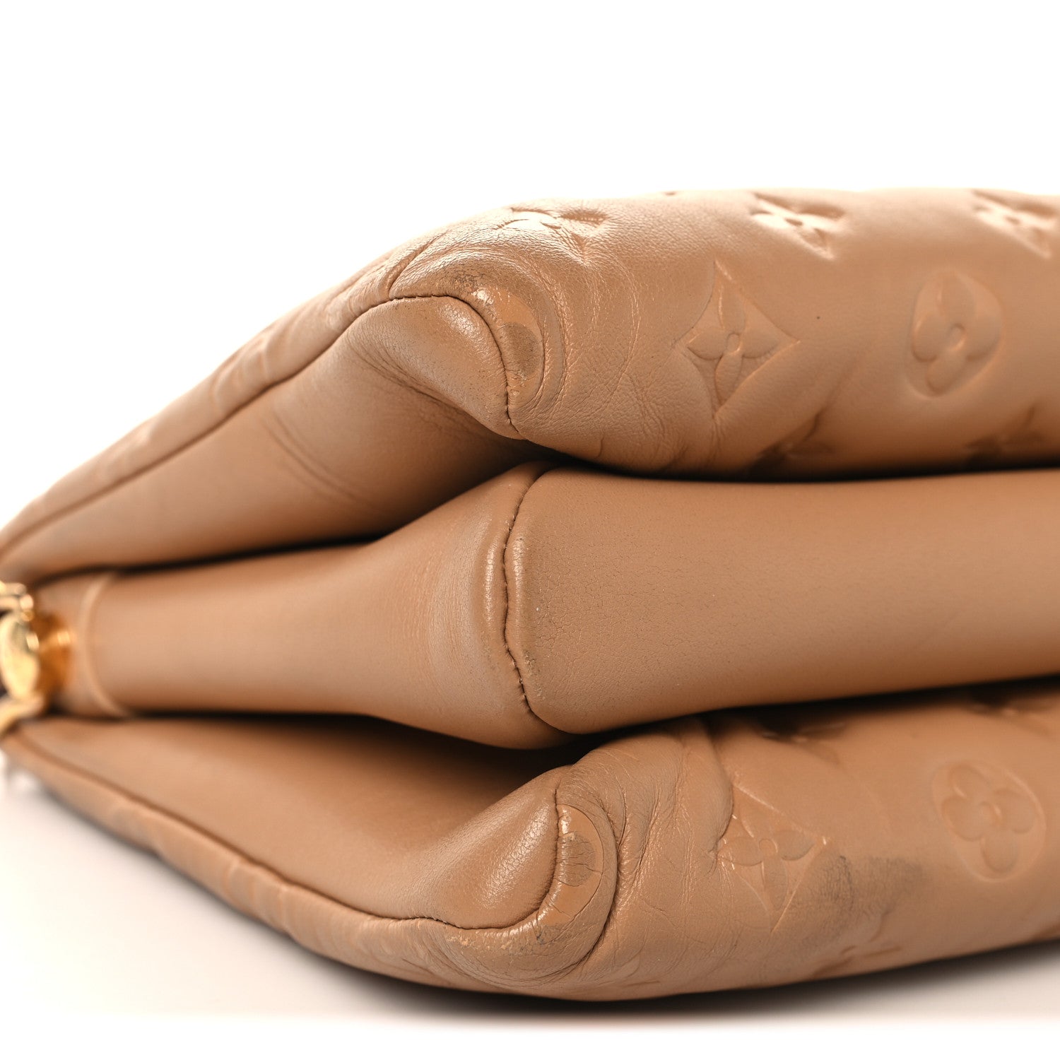 Lambskin Embossed Monogram Coussin PM Camel