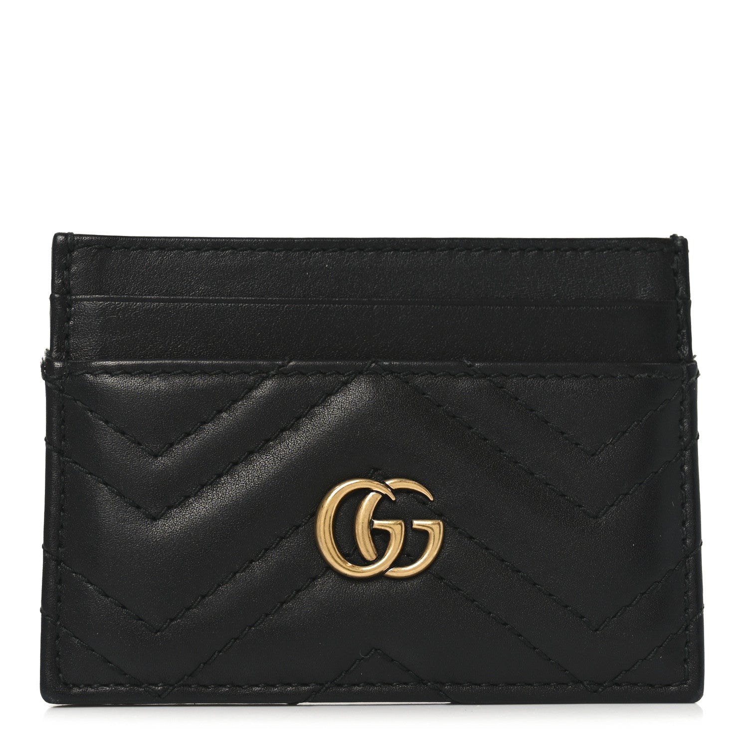 Calfskin Matelasse GG Marmont Card Holder Black