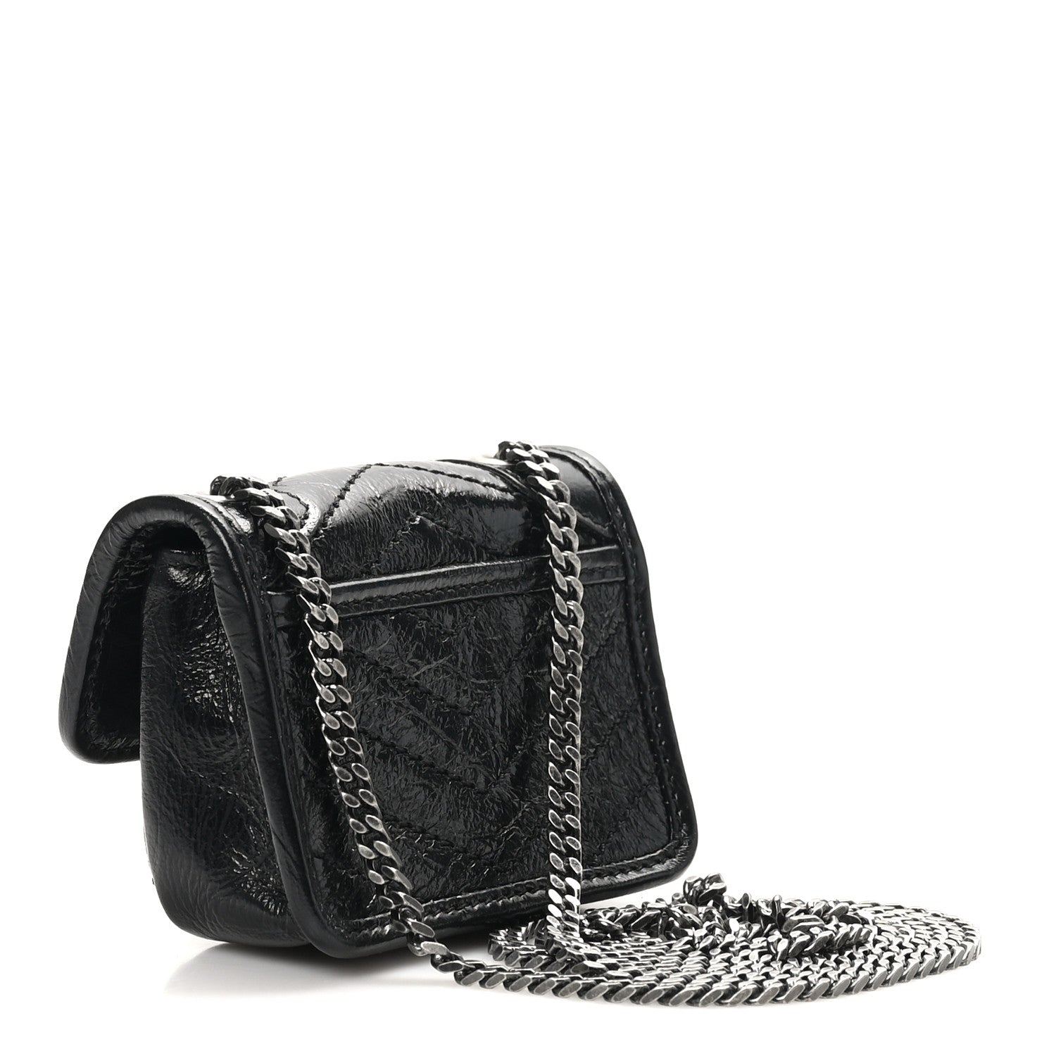 Crinkled Calfskin Matelasse Monogram Niki Airpods Holder Micro Bag Black